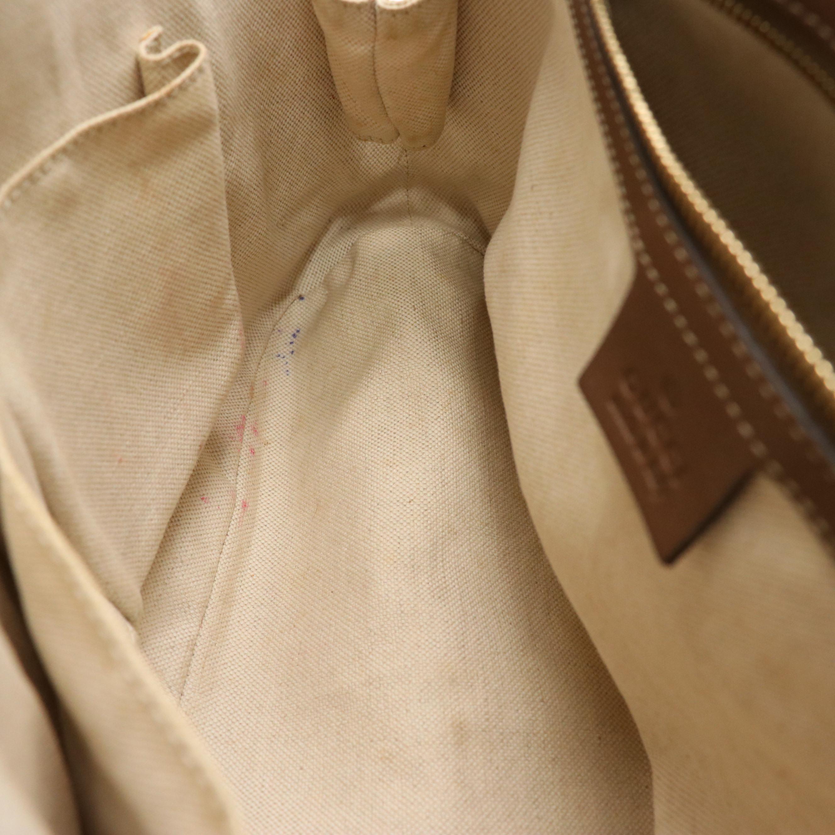 Gucci Domed Two-Way Satchel in Pink GG Supreme Canvas and Brown Leather Trim