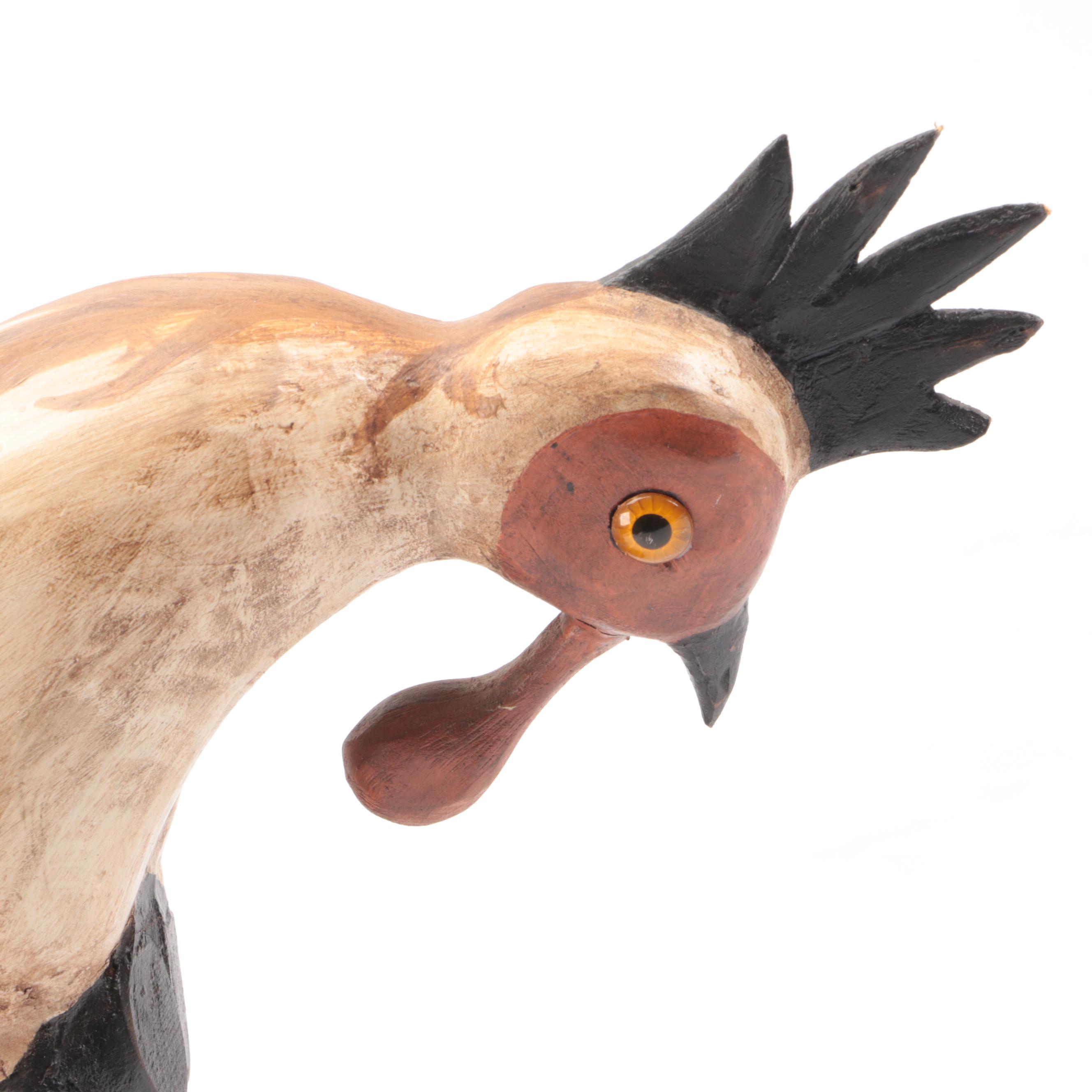 Folk Art Farmhouse Style Painted Wood Rooster