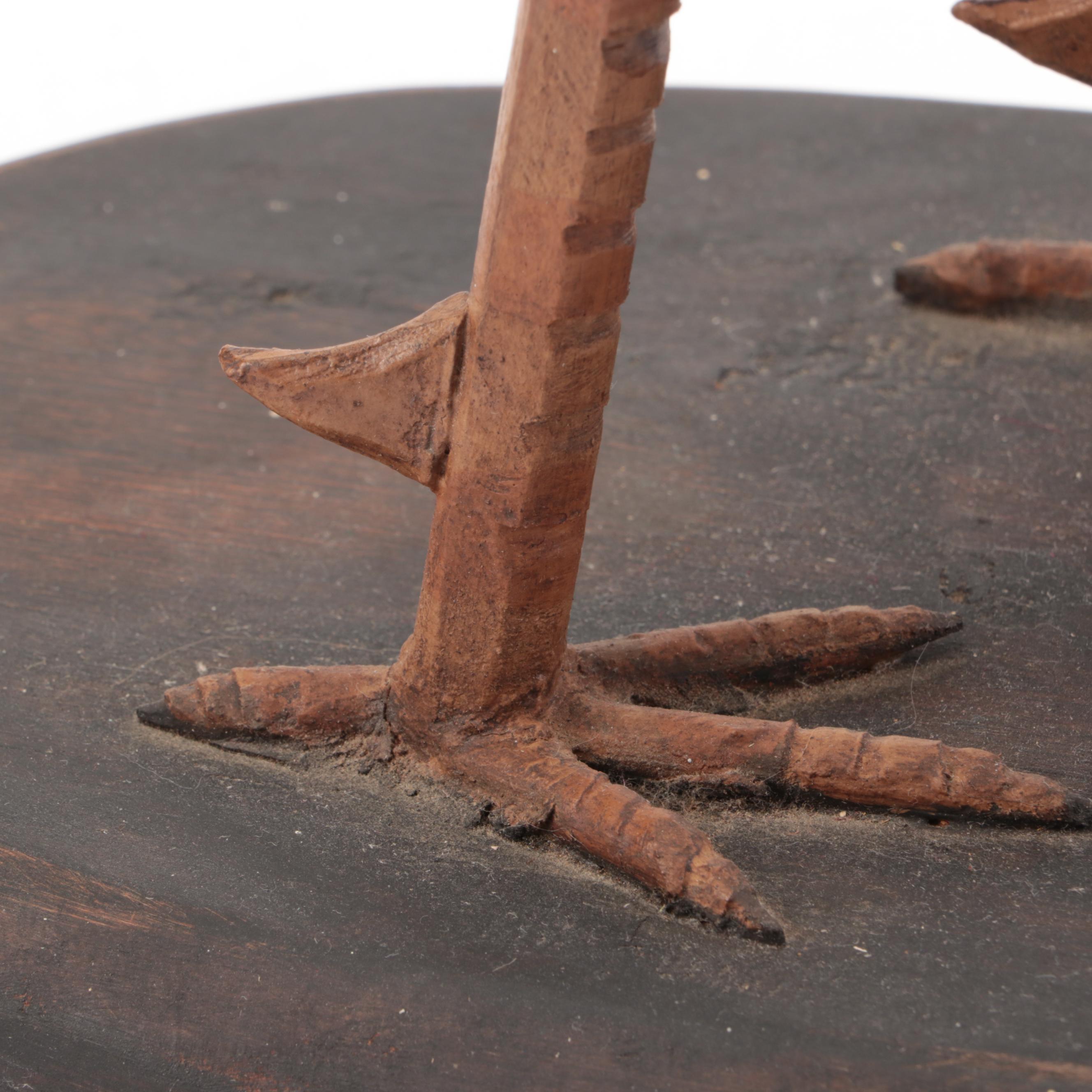 Folk Art Farmhouse Style Painted Wood Rooster