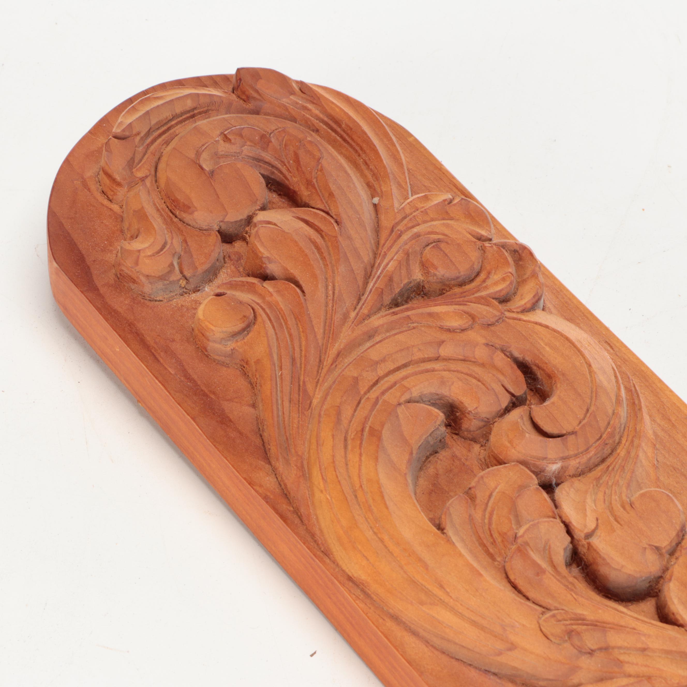 Artist Signed Carved Wooden Horse Mangle Board and Wooden Rolling Pin