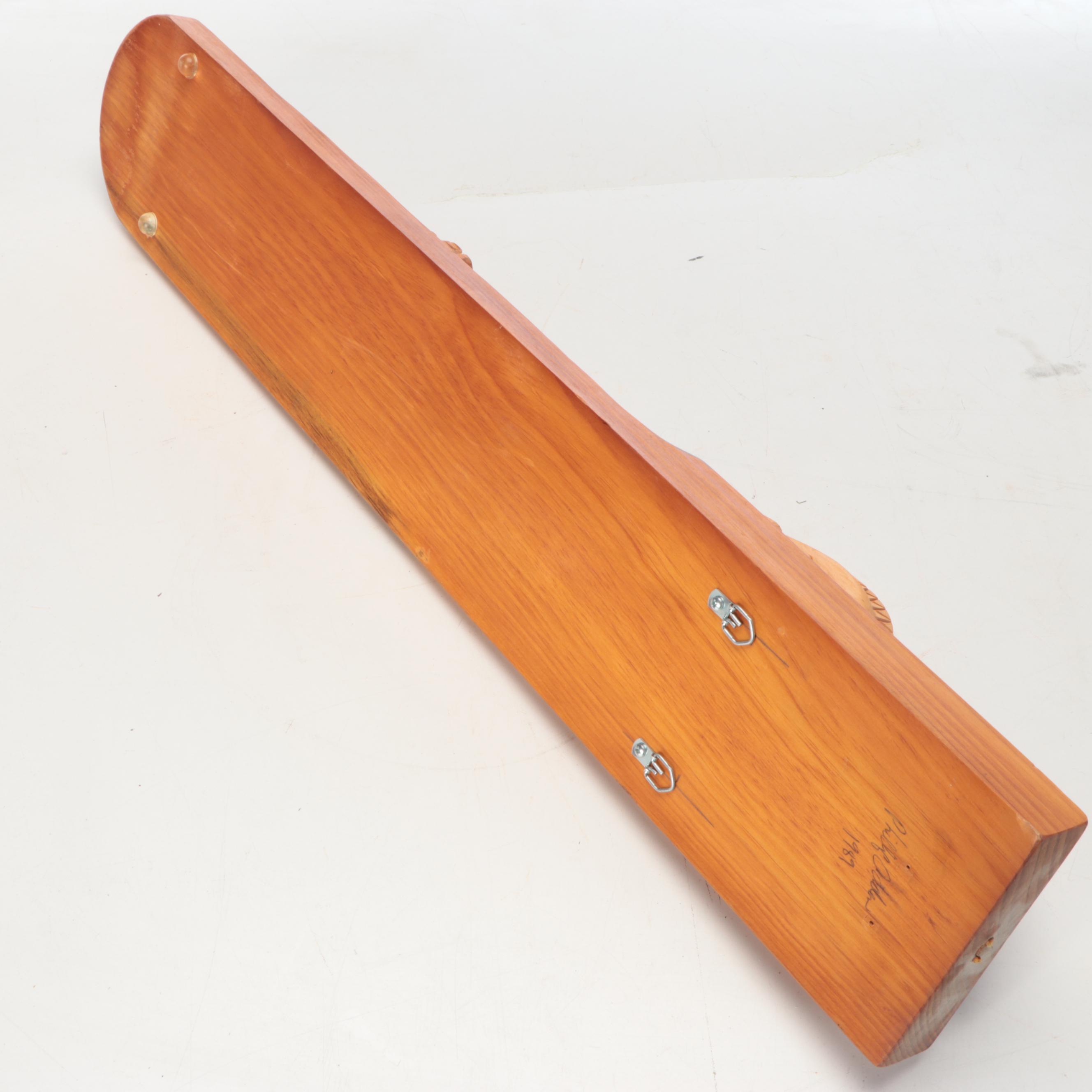 Artist Signed Carved Wooden Horse Mangle Board and Wooden Rolling Pin