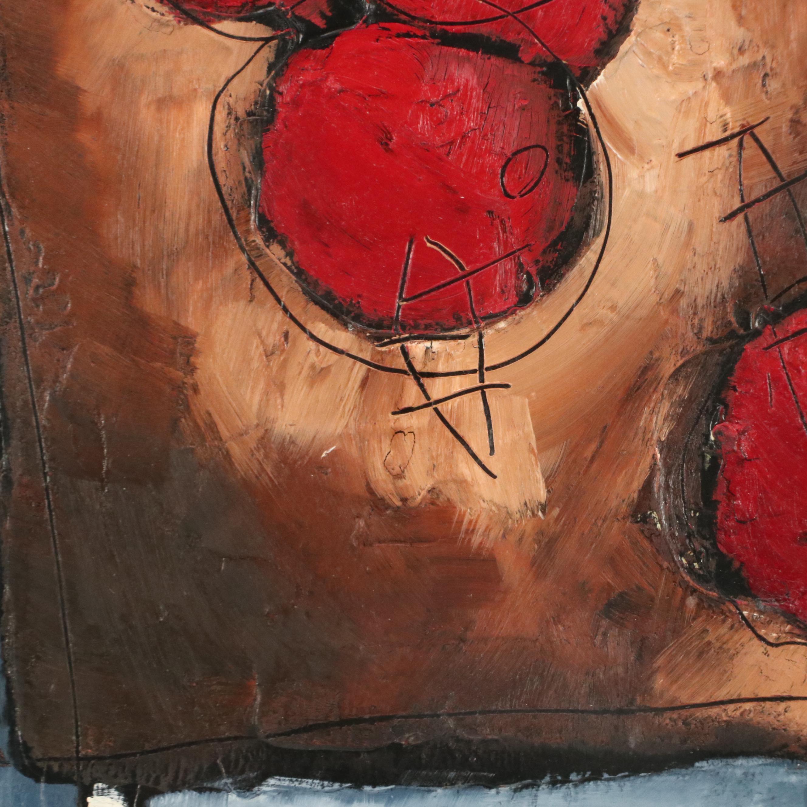 Mia Stone Stylized Still Life Acrylic Painting, 21st Century