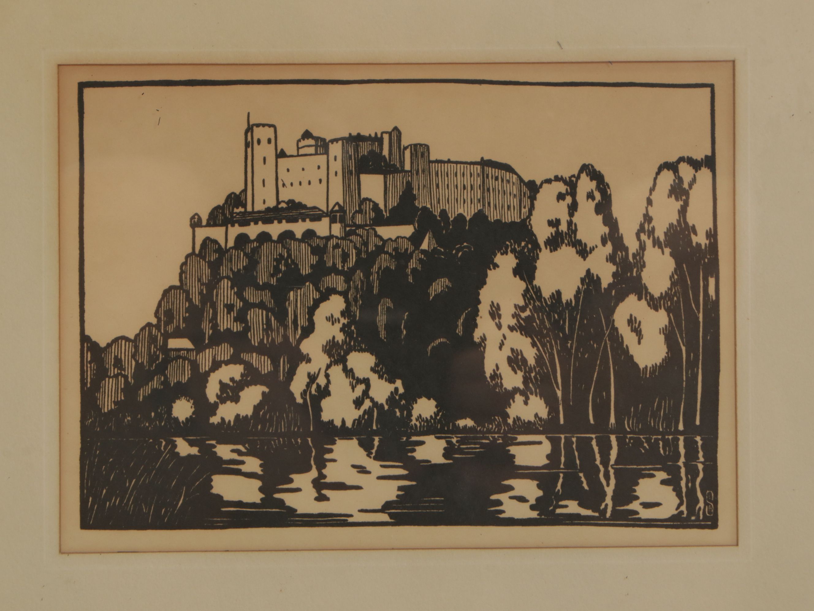 Lucie Sayler Two-Tone Woodcut Prints of Austrian Cities & Landmarks, 1920