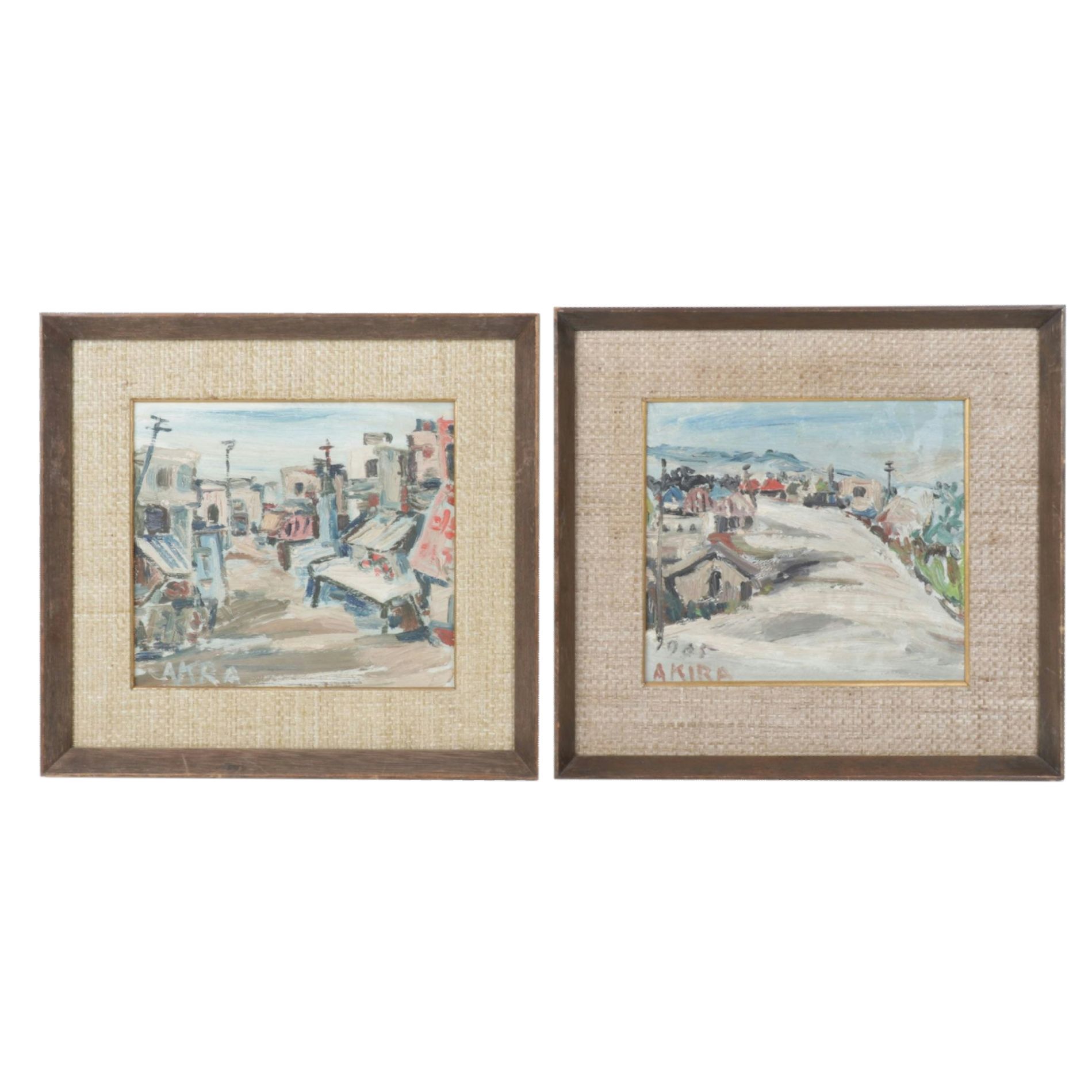 Akira Impressionist Oil Paintings of Urban Communities and Towns, 1965