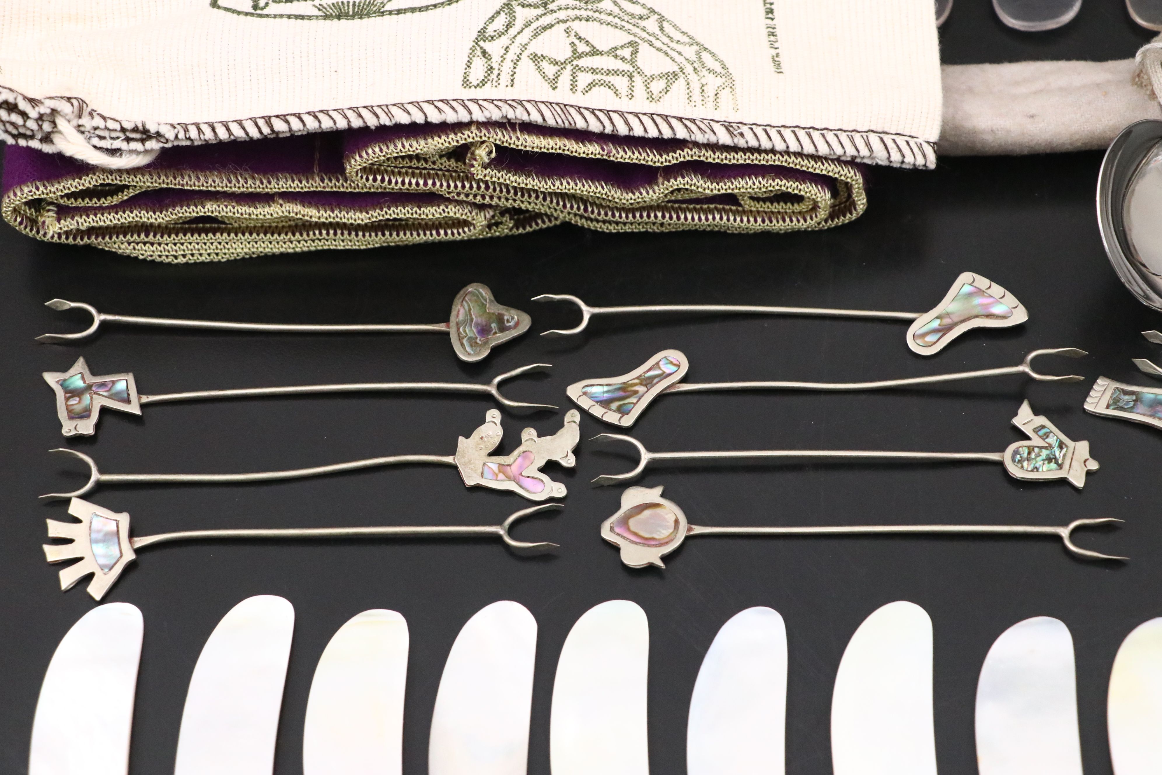 Inlaid Abalone Metal Spoons with Other MOP, Plastic, and Metal Flatware