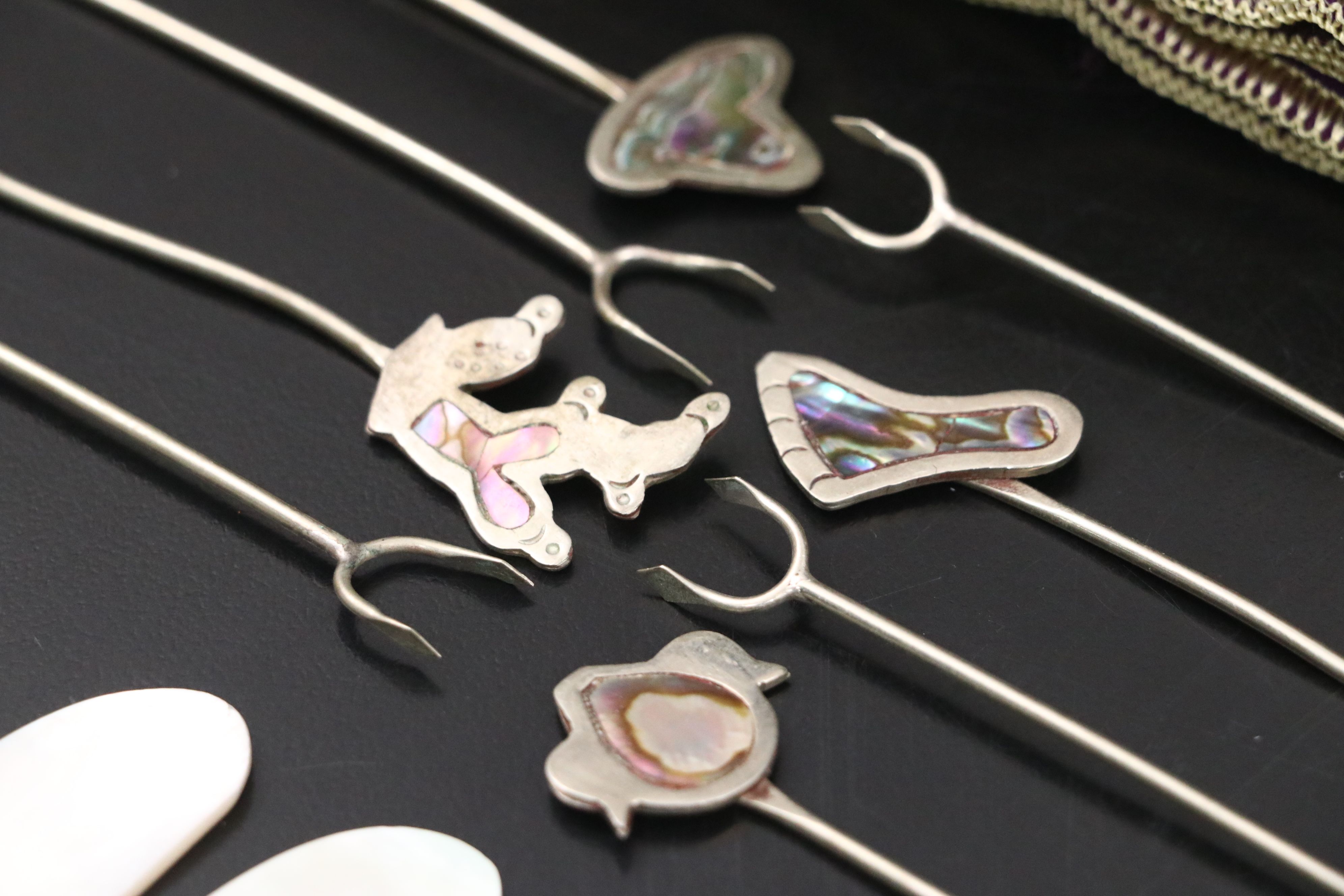 Inlaid Abalone Metal Spoons with Other MOP, Plastic, and Metal Flatware