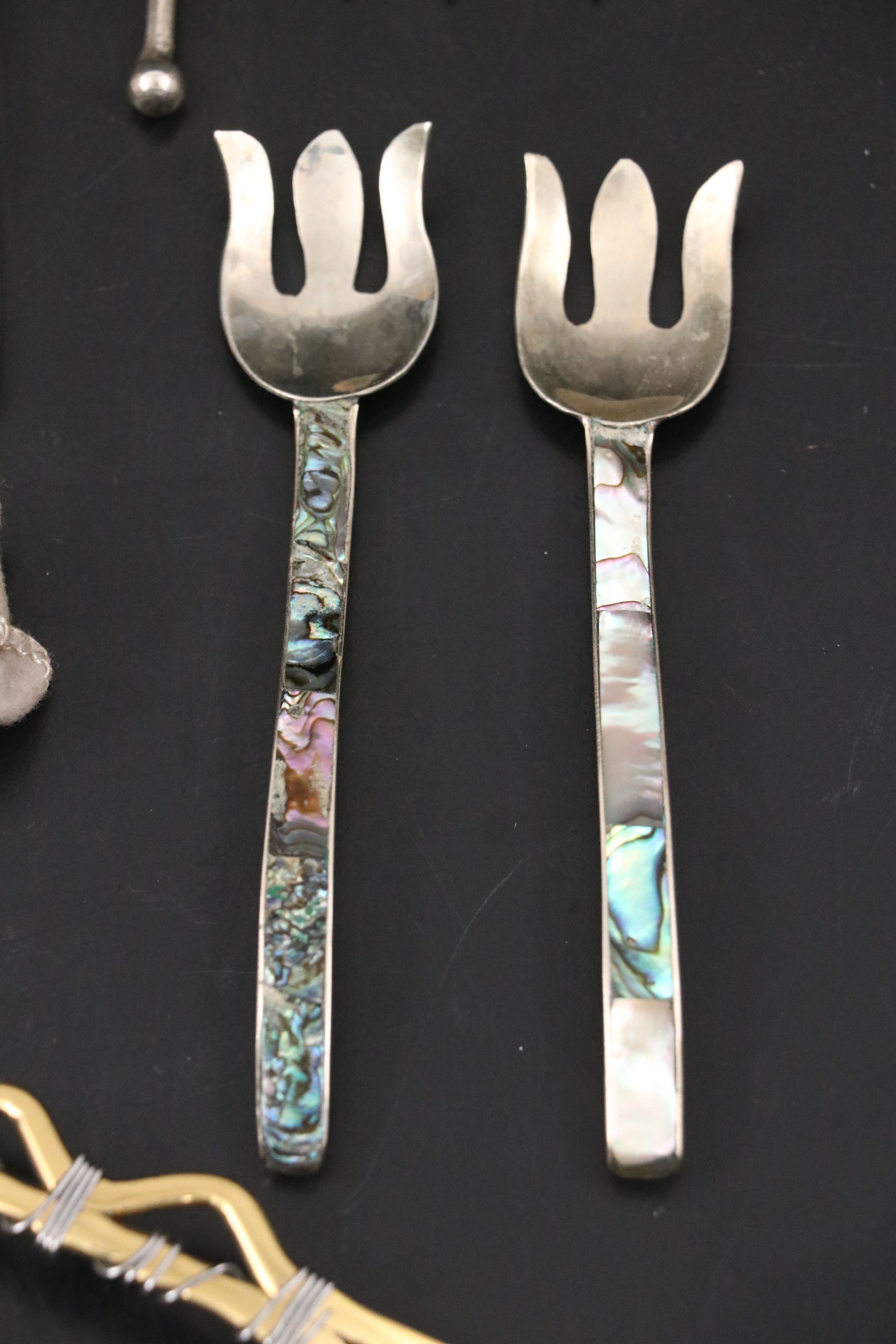 Inlaid Abalone Metal Spoons with Other MOP, Plastic, and Metal Flatware