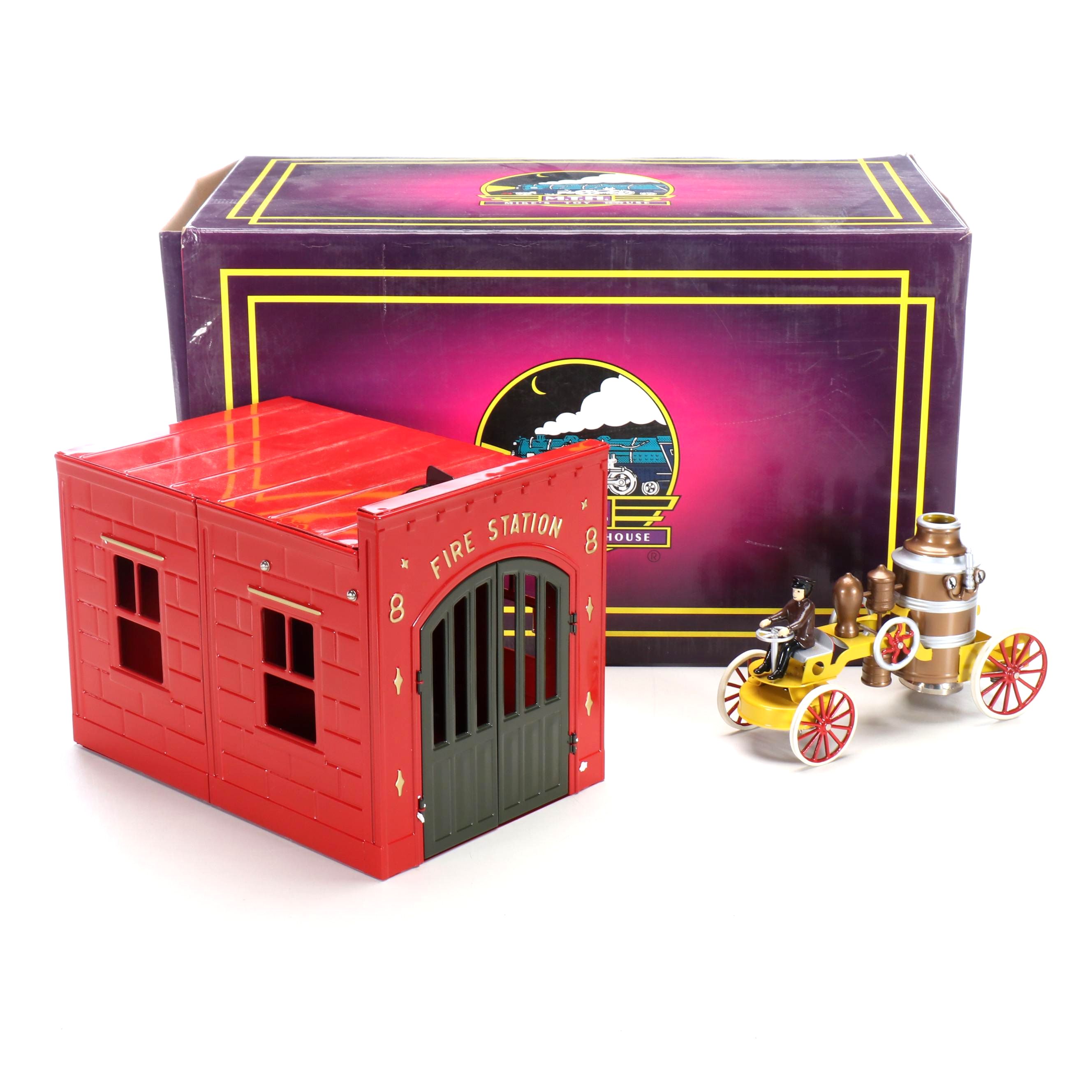 Mike's Toy House Steel Firehouse with Steel and Cast Iron Pumper