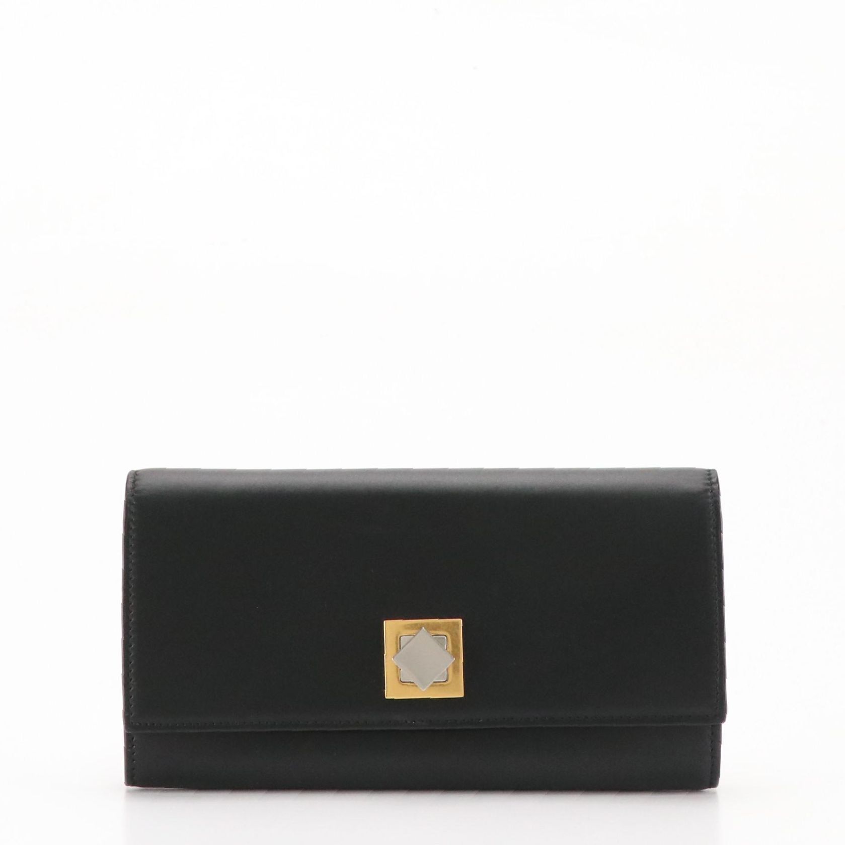 Bottega Veneta Turnlock Continental Wallet in Black Leather with Box