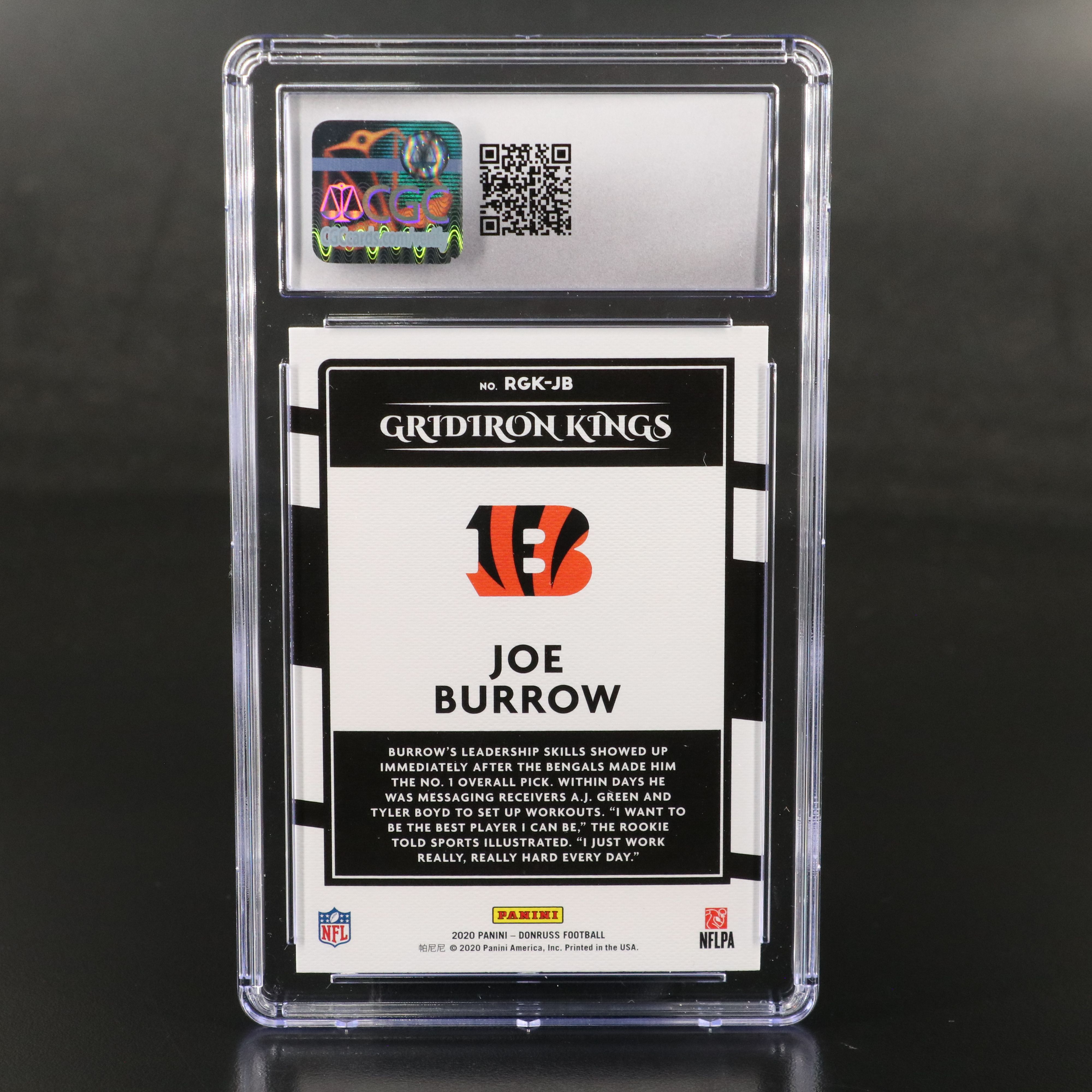 2020 Donruss Joe Burrow Gridiron Kings Rookie Football Card Graded CGC 10