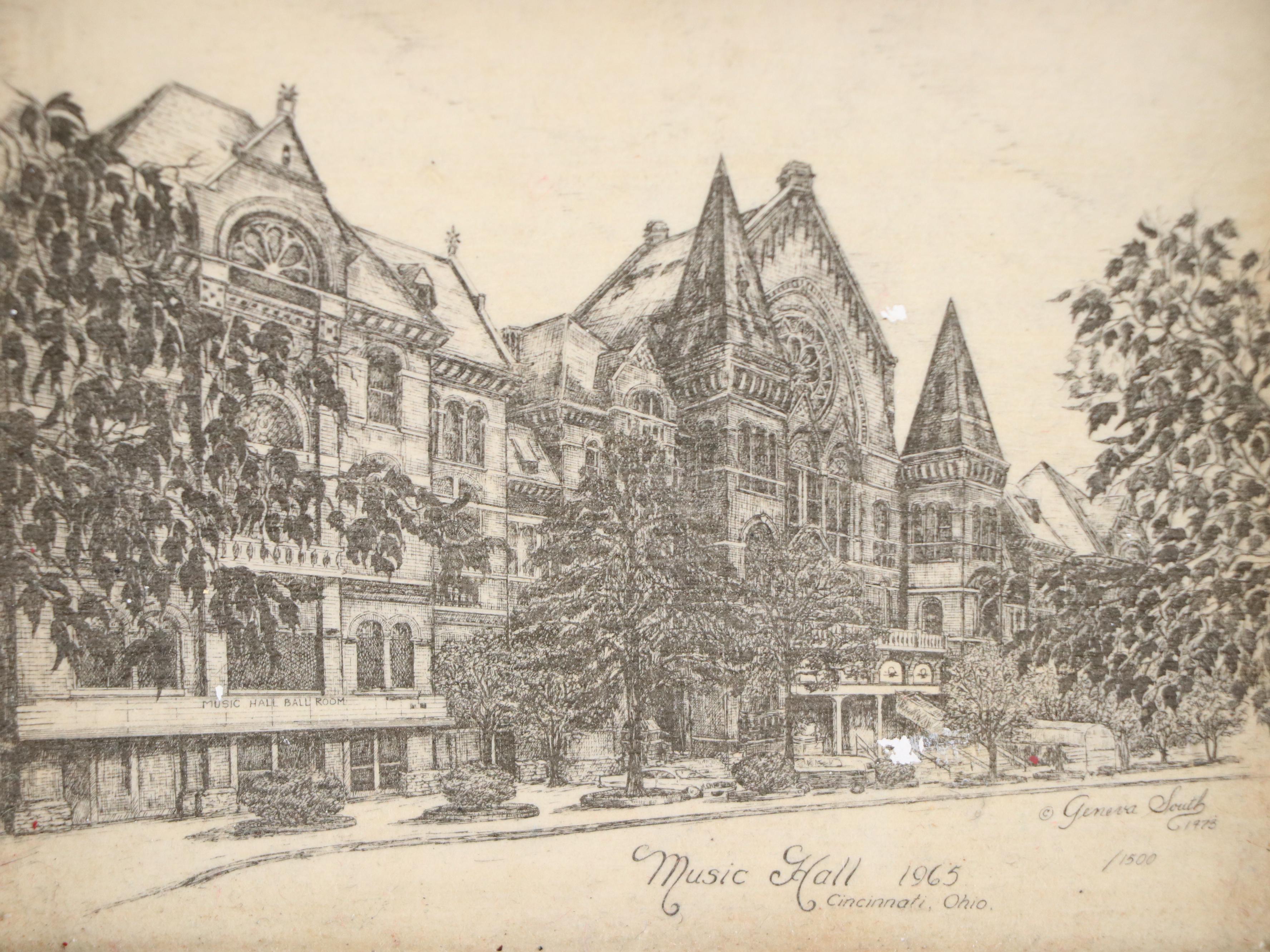 Etching After Geneva South "Music Hall, 1965," 1973