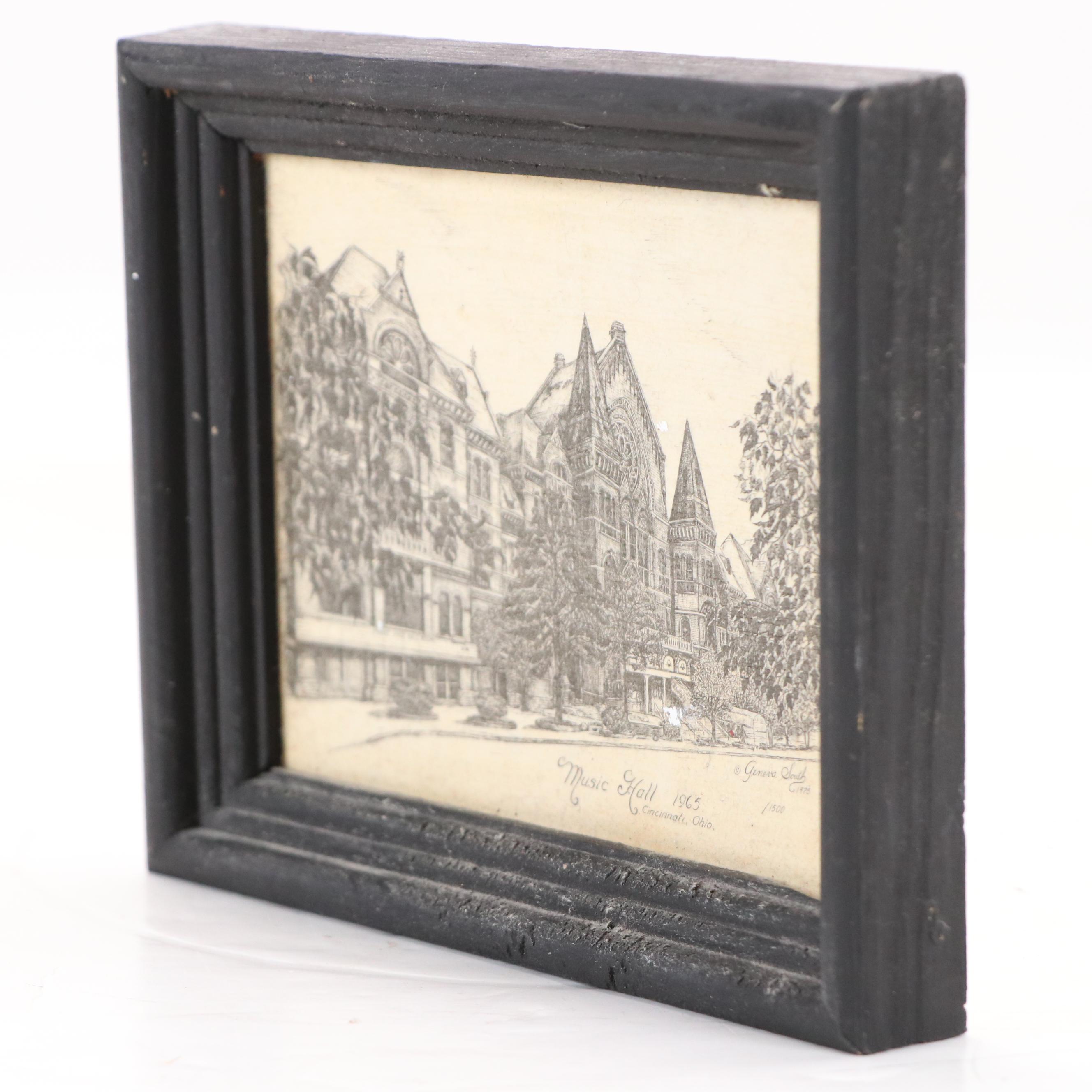 Etching After Geneva South "Music Hall, 1965," 1973