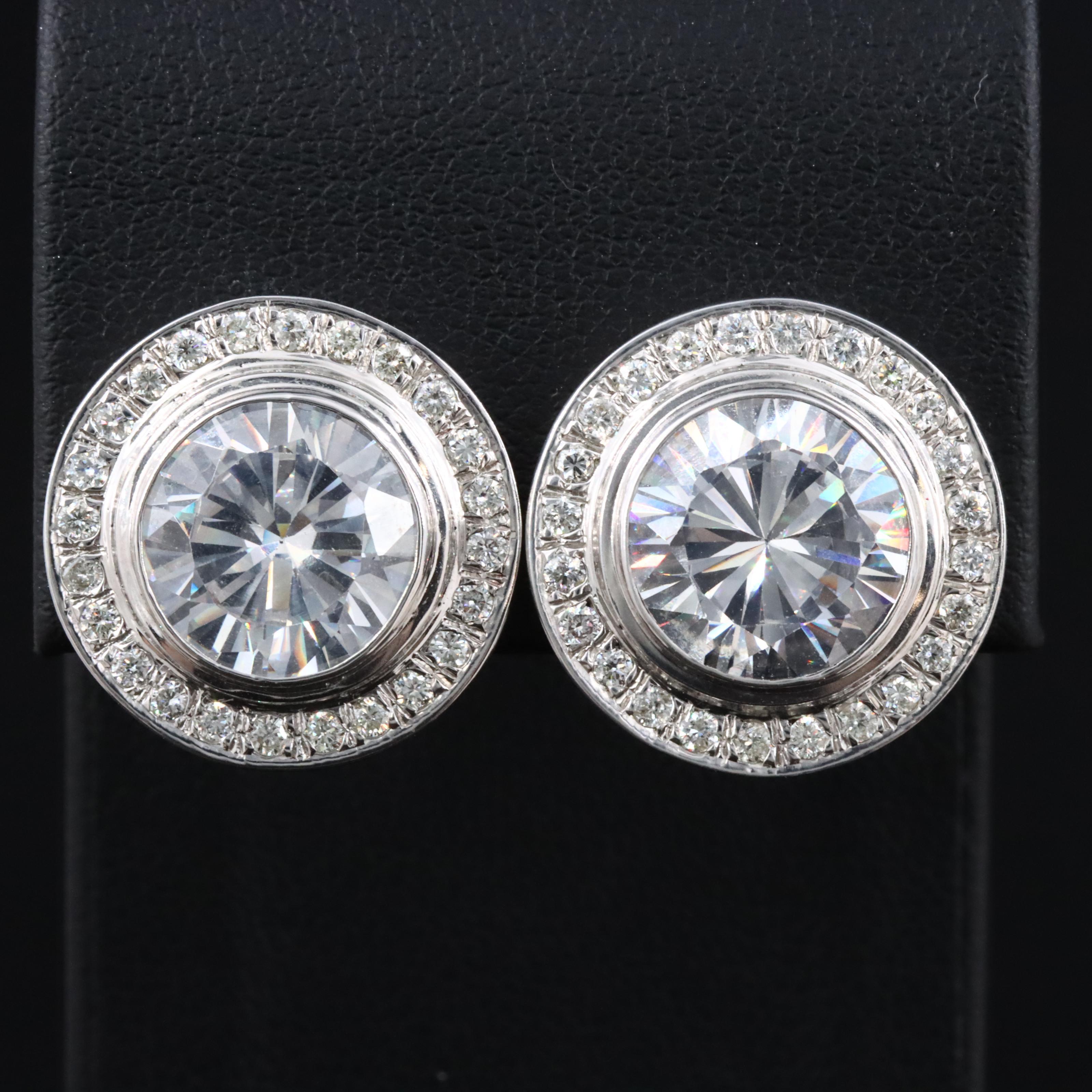 14K CZ and 1.10 CTW Diamond Button Earrings