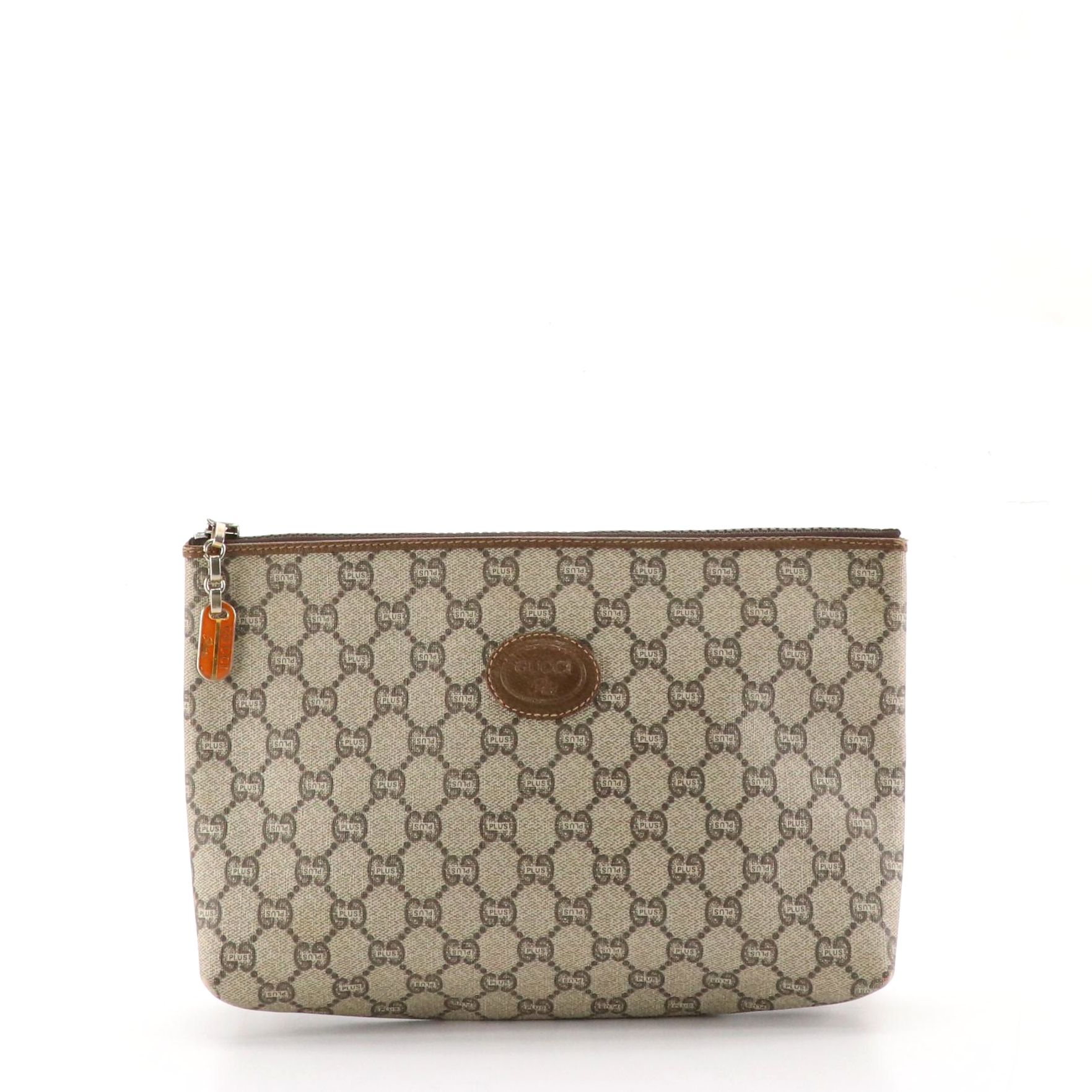 Gucci Plus Cosmetic Zip Pouch/Clutch in GG Plus Supreme Canvas and Leather