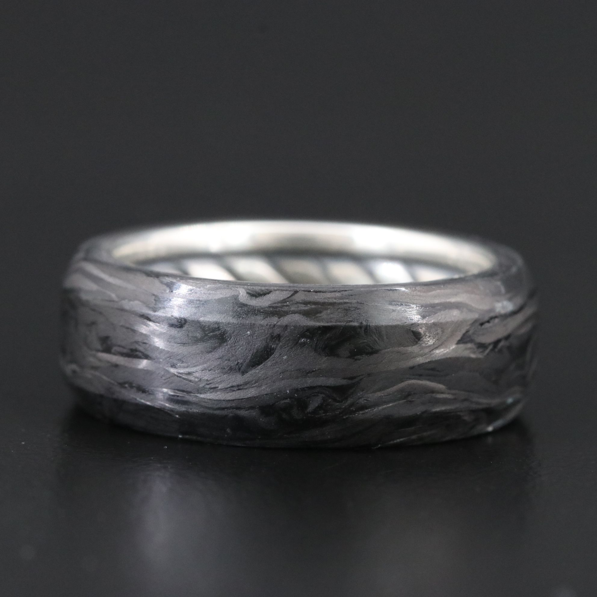 David Yurman Streamline Sterling Forged Carbon Beveled Band