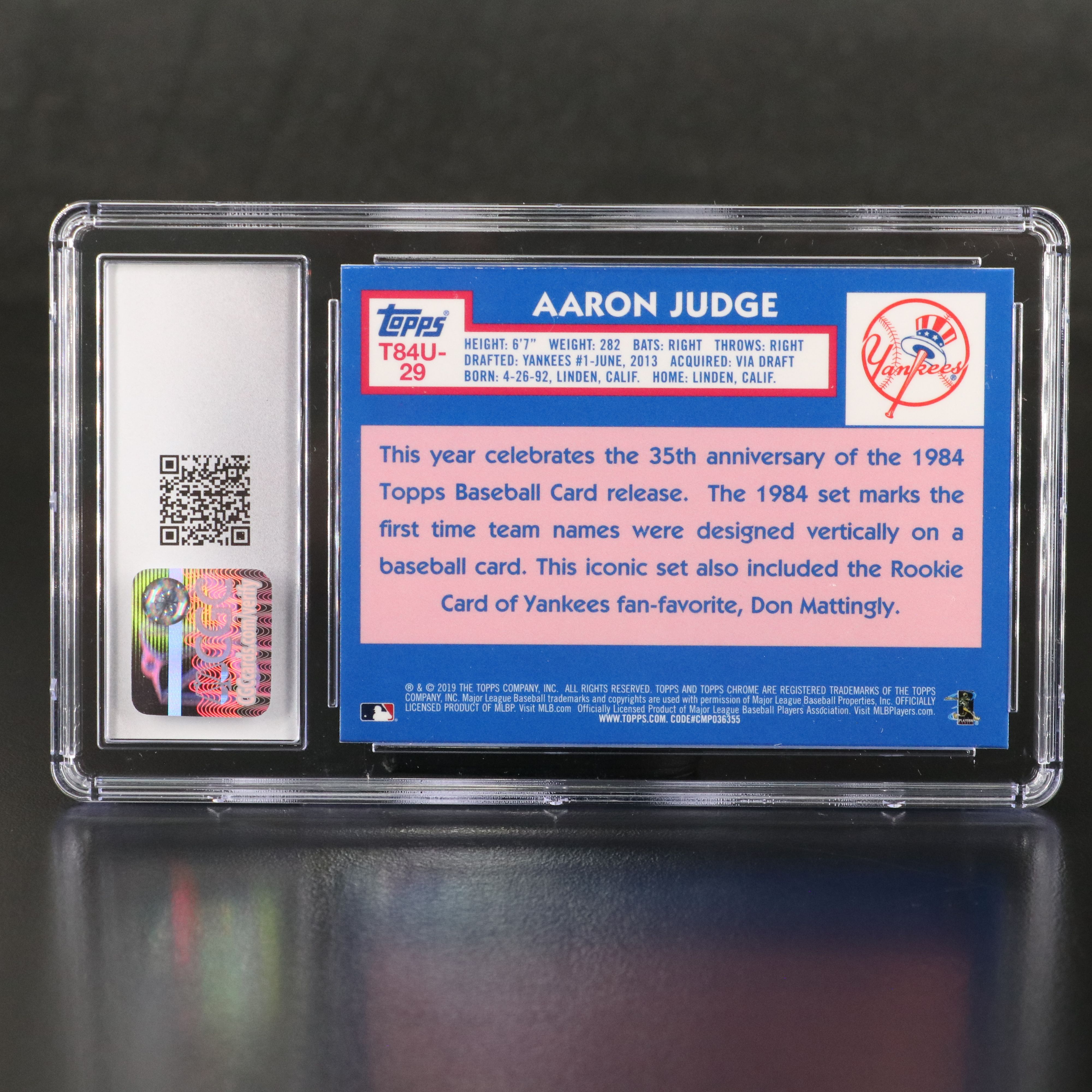 2019 Topps Aaron Judge Silver Pack Refractor Baseball Card Graded CGC 10
