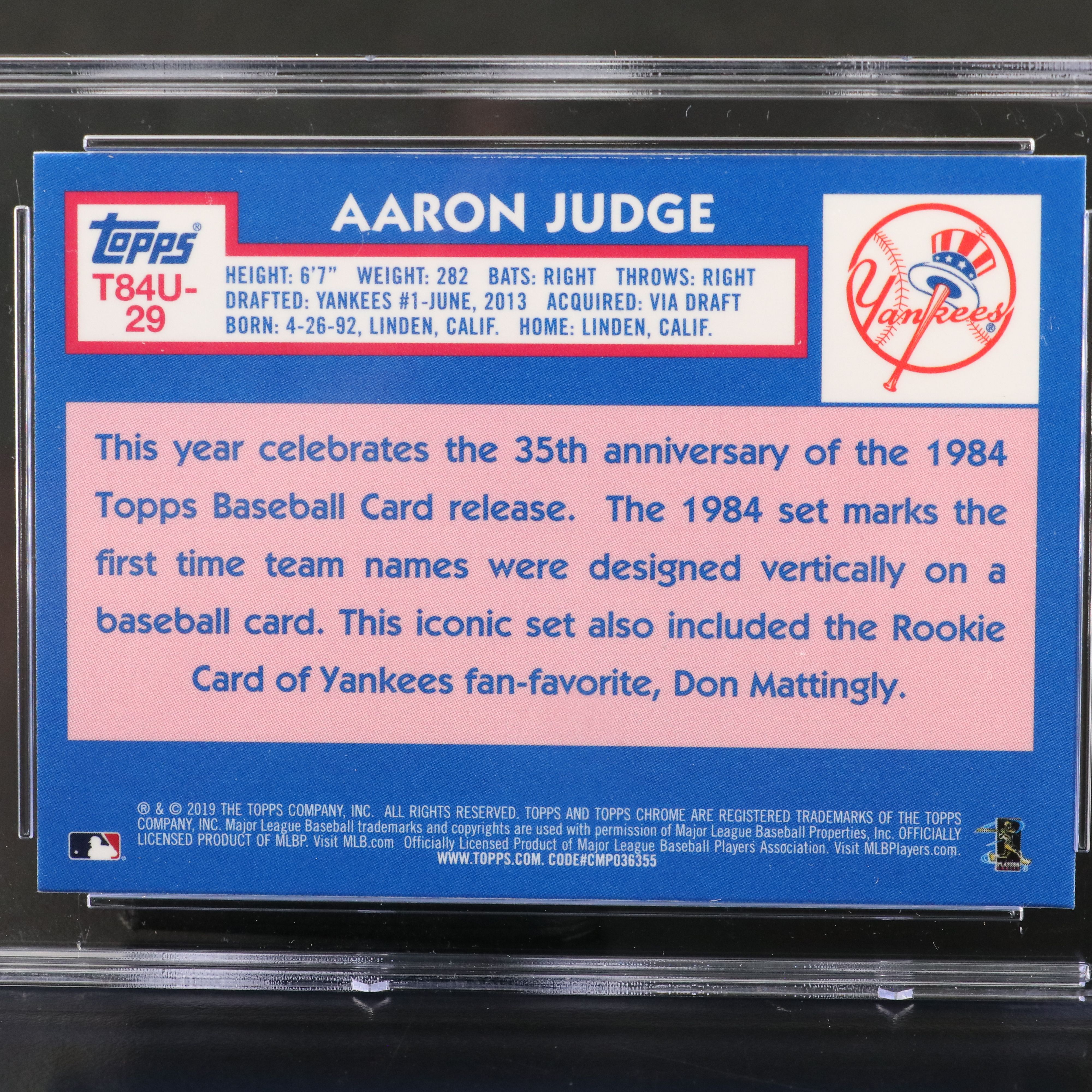 2019 Topps Aaron Judge Silver Pack Refractor Baseball Card Graded CGC 10