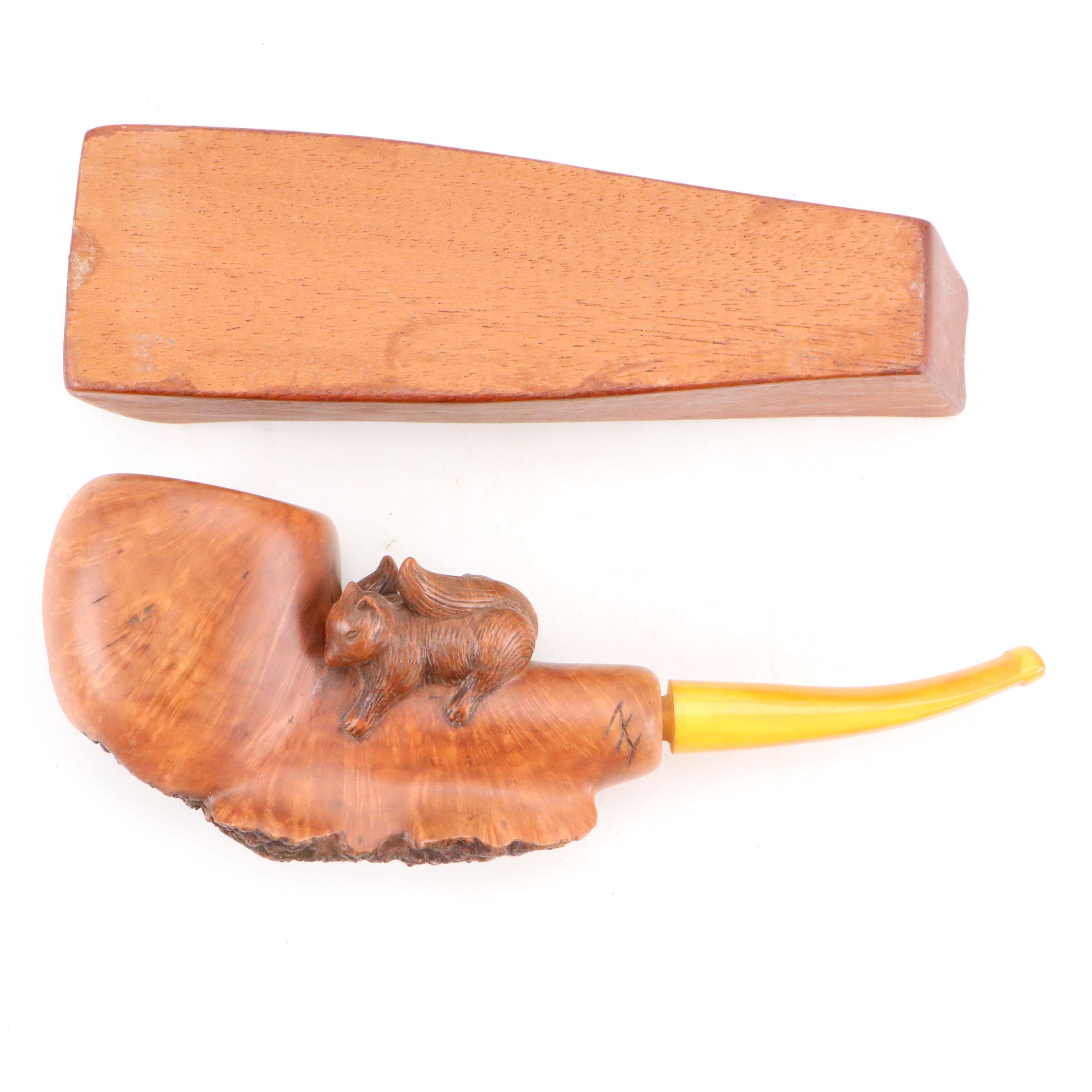 Burl and Briar Wood Tobacco Pipes with Pipe Rest