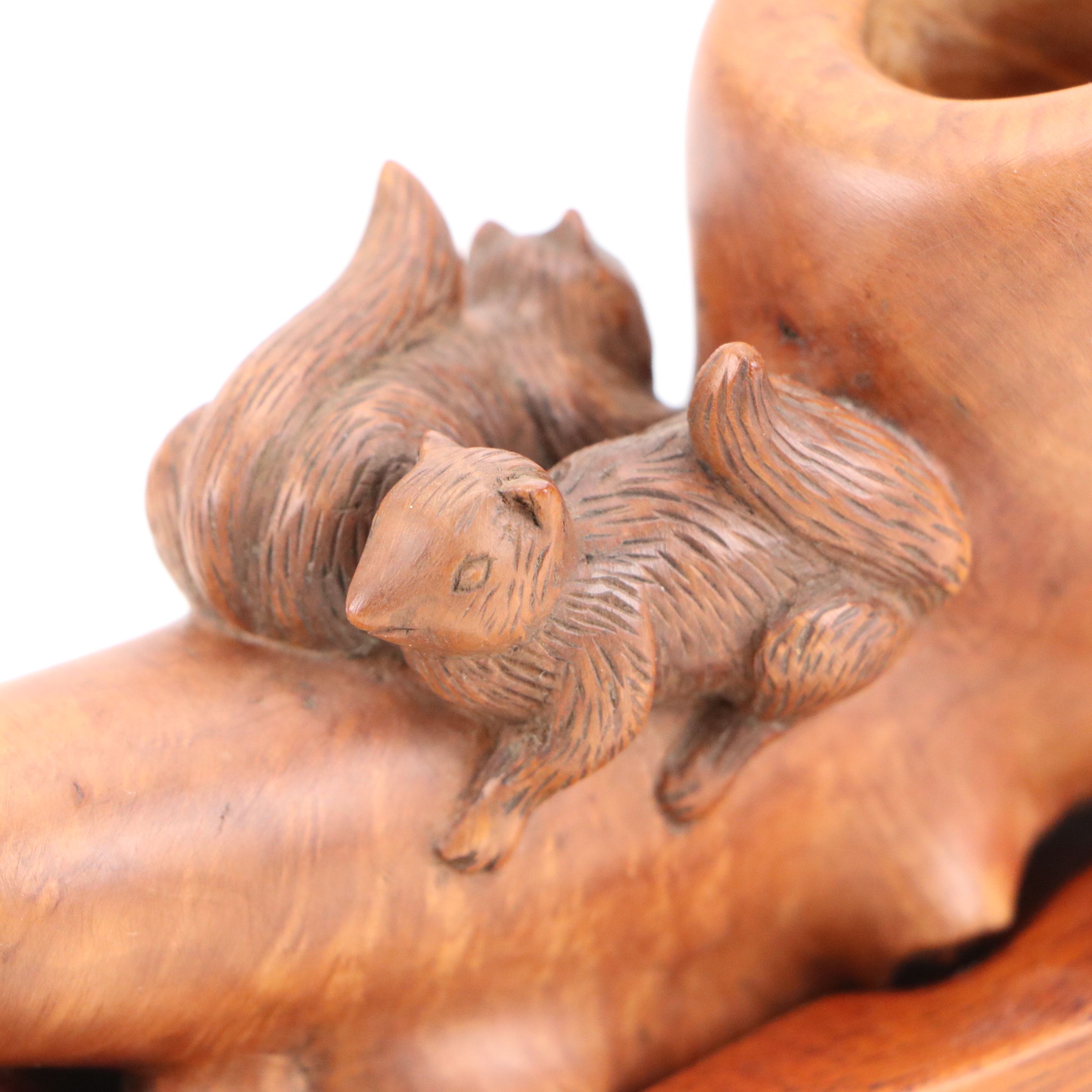 Burl and Briar Wood Tobacco Pipes with Pipe Rest