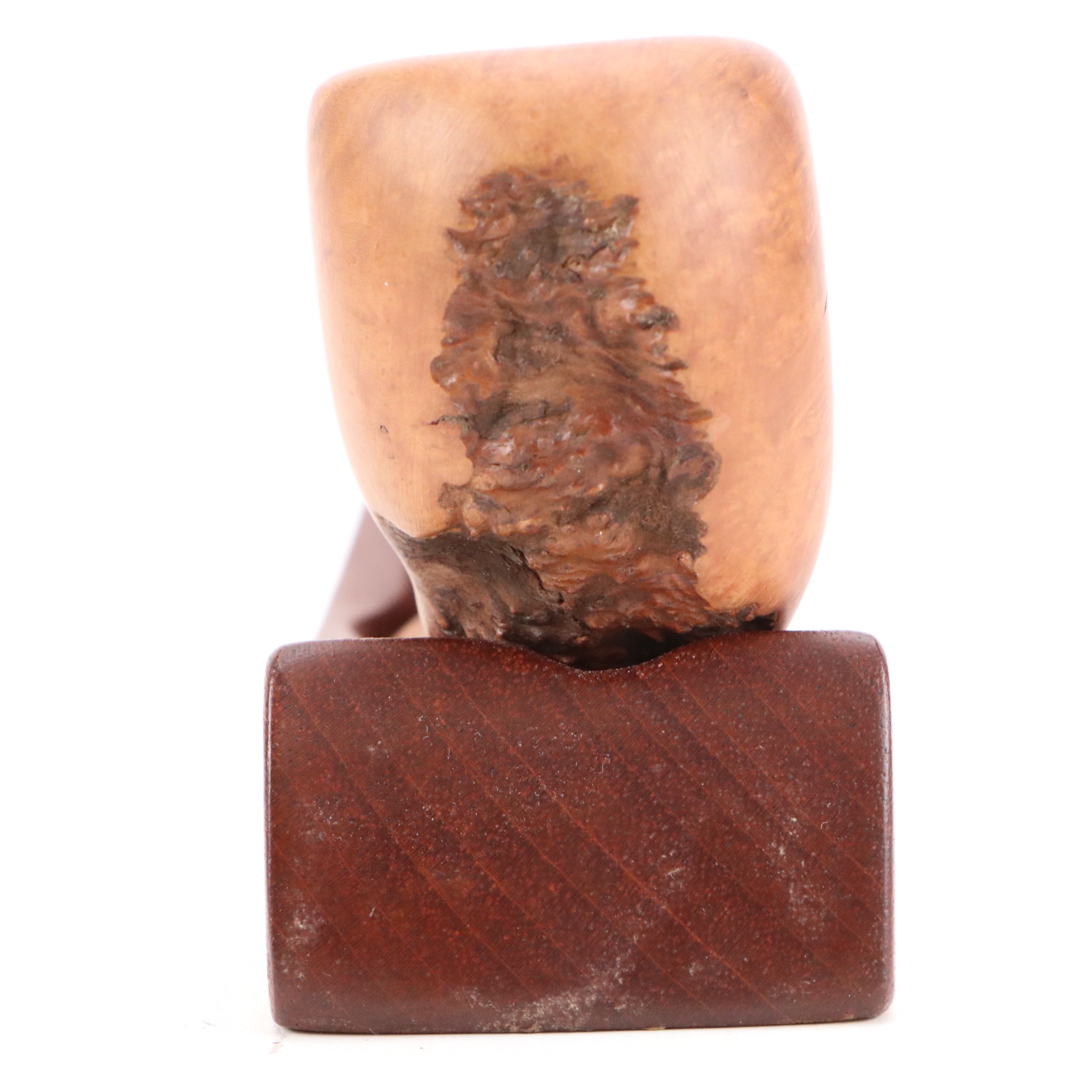 Burl and Briar Wood Tobacco Pipes with Pipe Rest