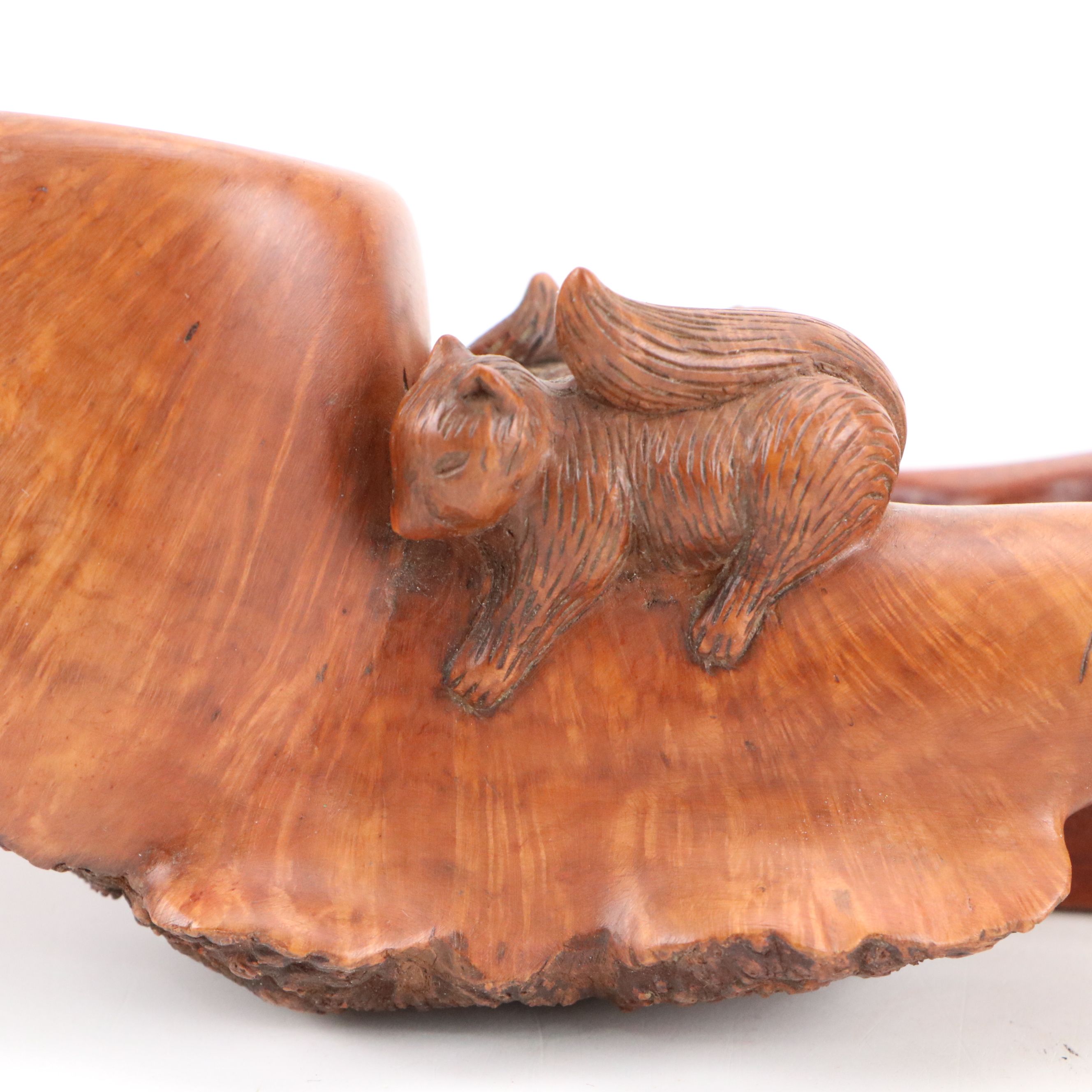 Burl and Briar Wood Tobacco Pipes with Pipe Rest