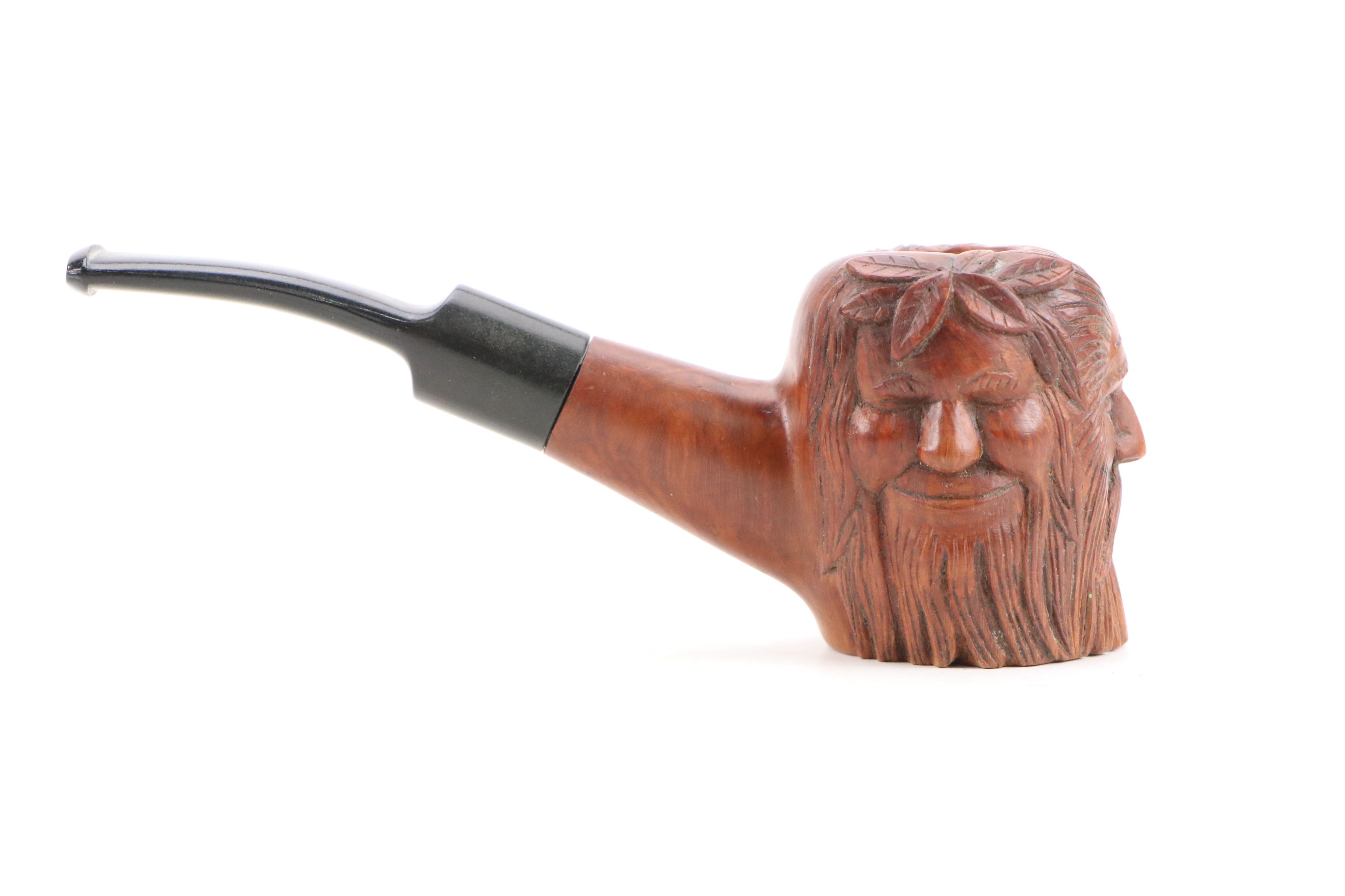 Burl and Briar Wood Tobacco Pipes with Pipe Rest