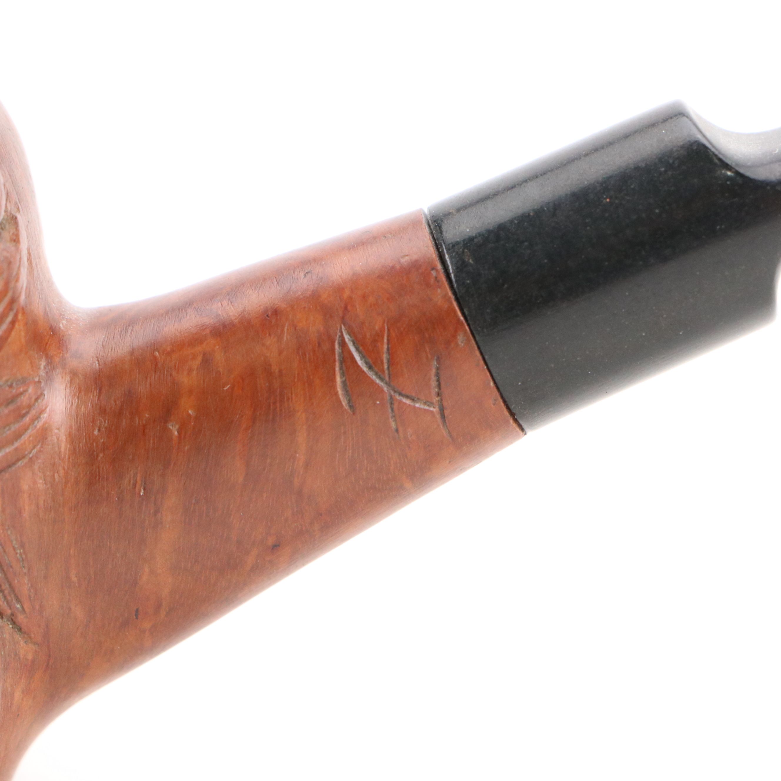 Burl and Briar Wood Tobacco Pipes with Pipe Rest