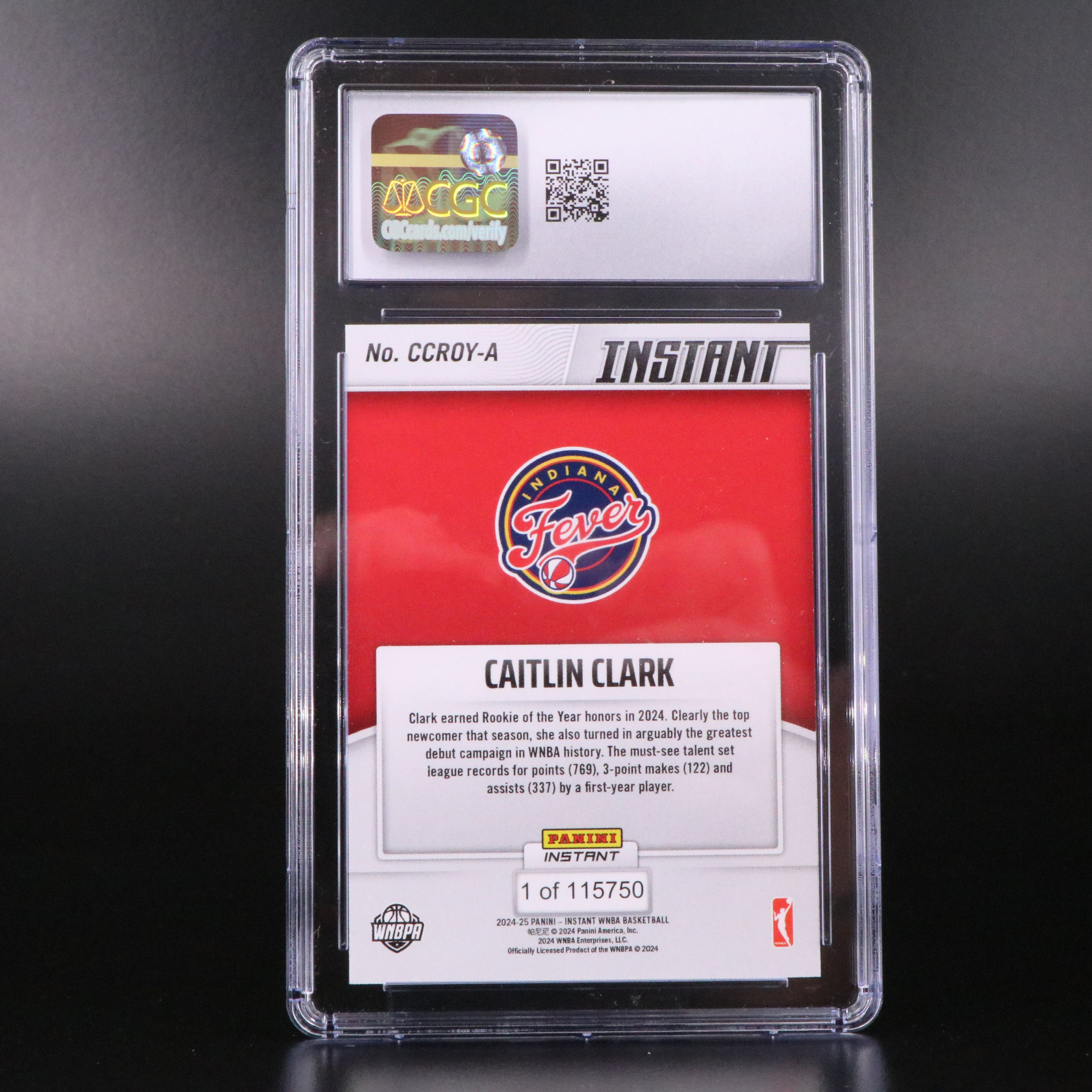 2024-25 Panini Instant Caitlin Clark Rookie of the Year Card Graded CGC 10