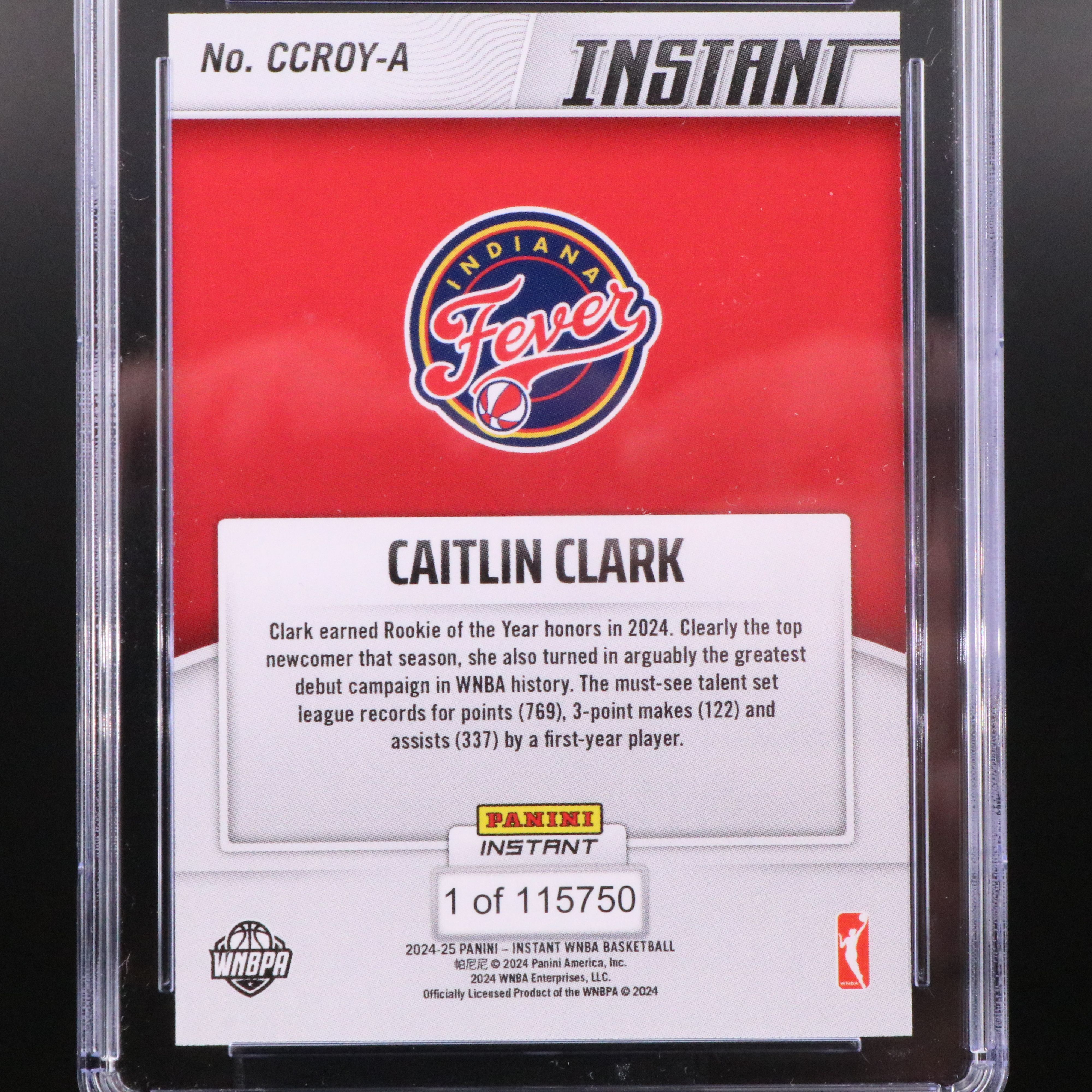 2024-25 Panini Instant Caitlin Clark Rookie of the Year Card Graded CGC 10