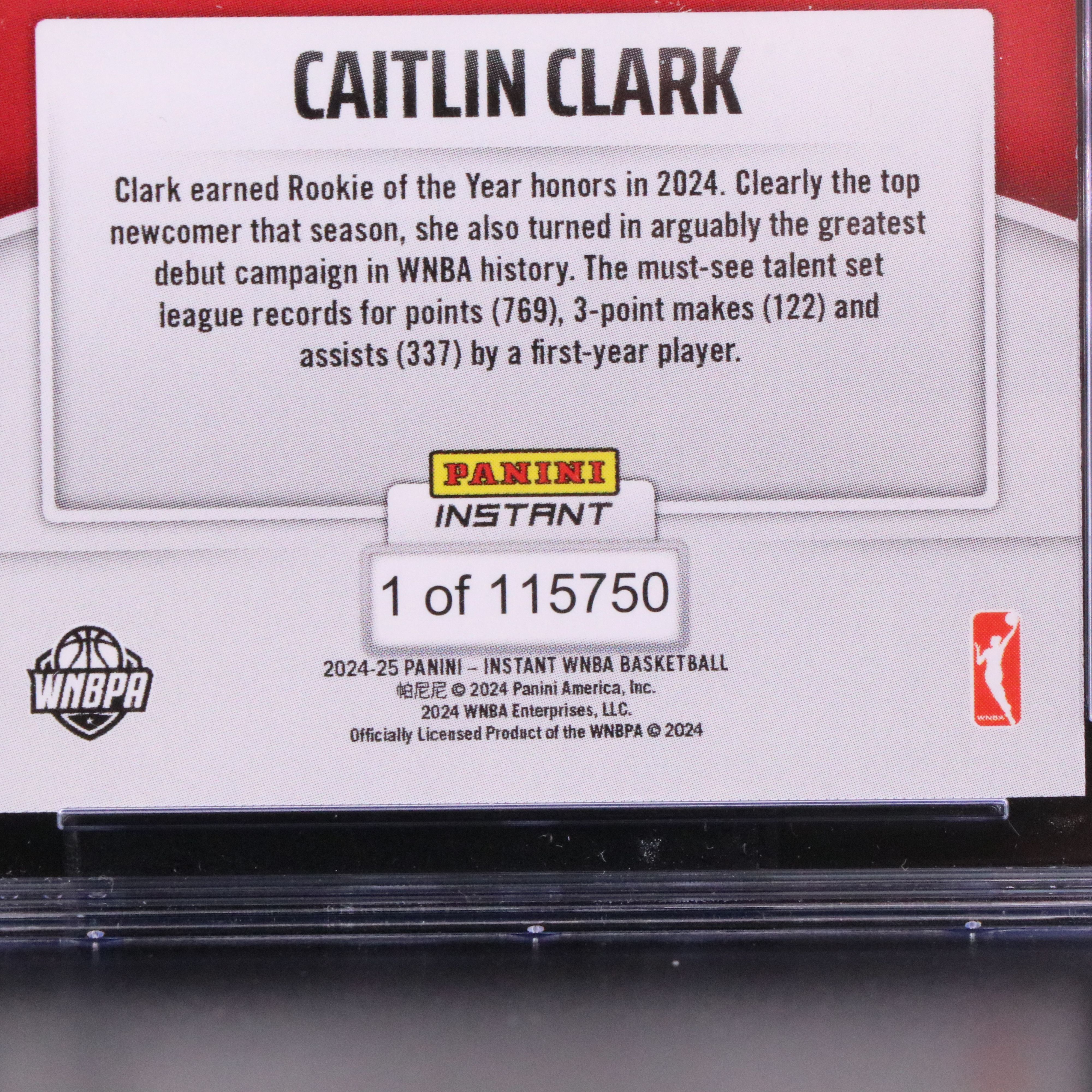 2024-25 Panini Instant Caitlin Clark Rookie of the Year Card Graded CGC 10