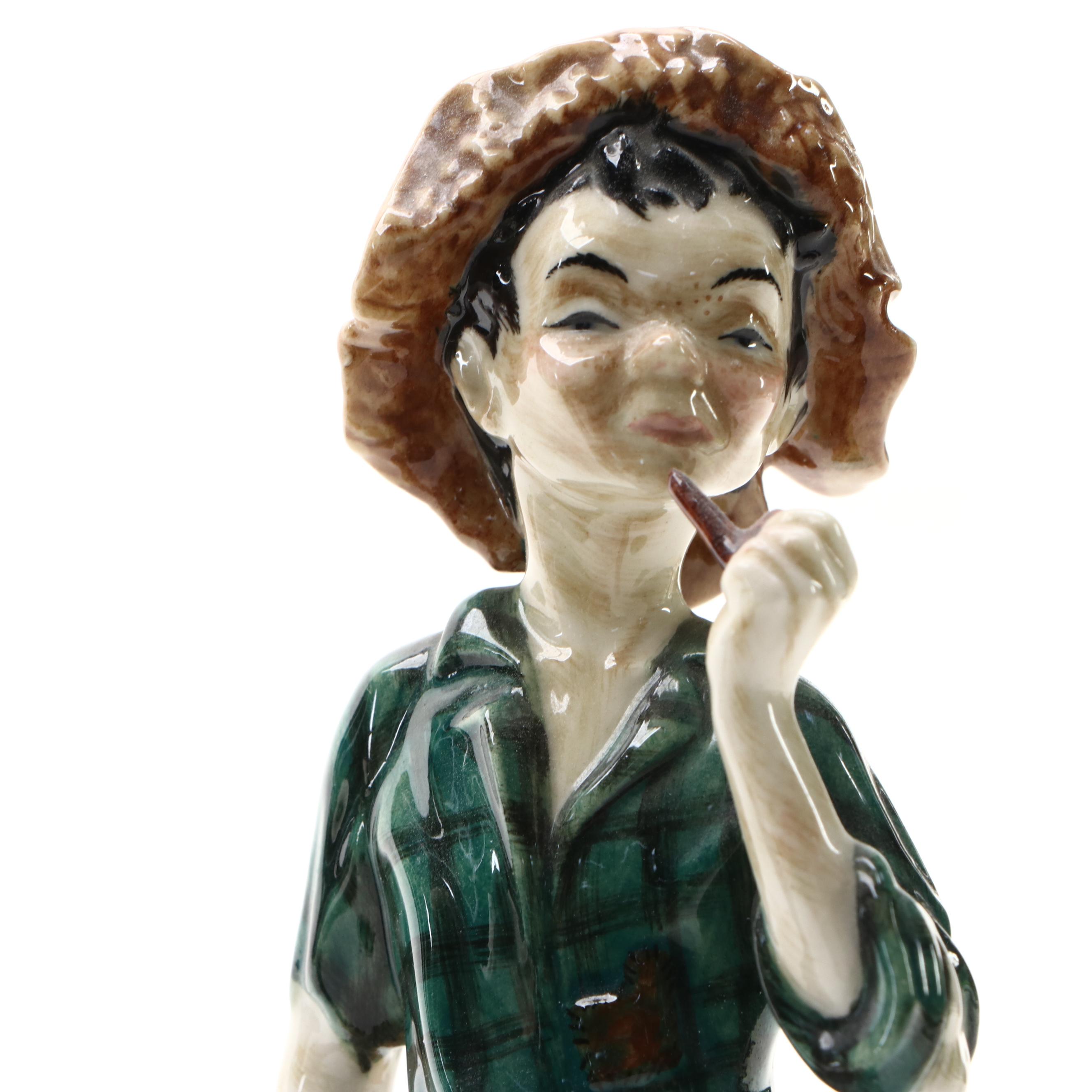 Gort Bone China "Huckleberry Finn" and "Aunt Polly" Figurines