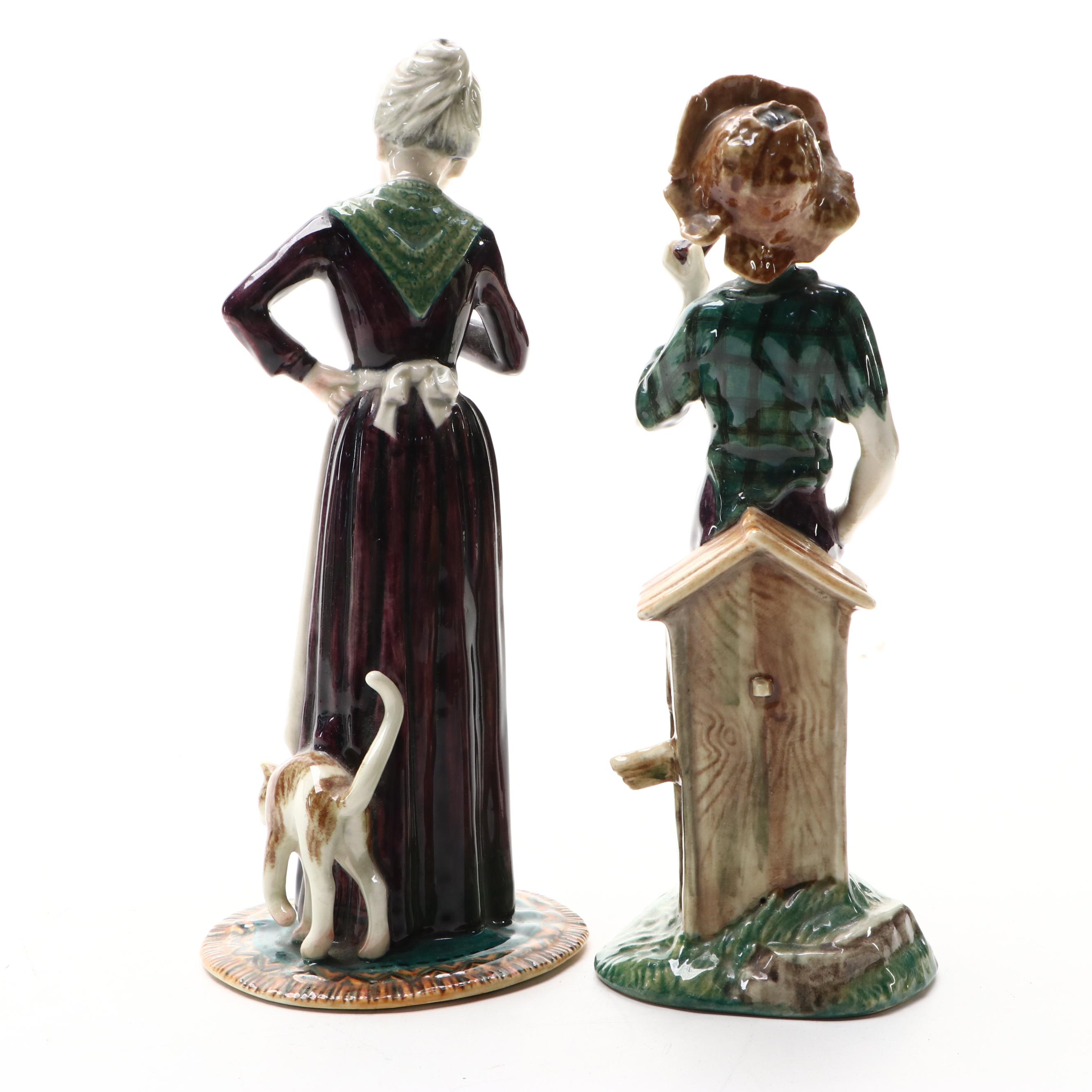 Gort Bone China "Huckleberry Finn" and "Aunt Polly" Figurines