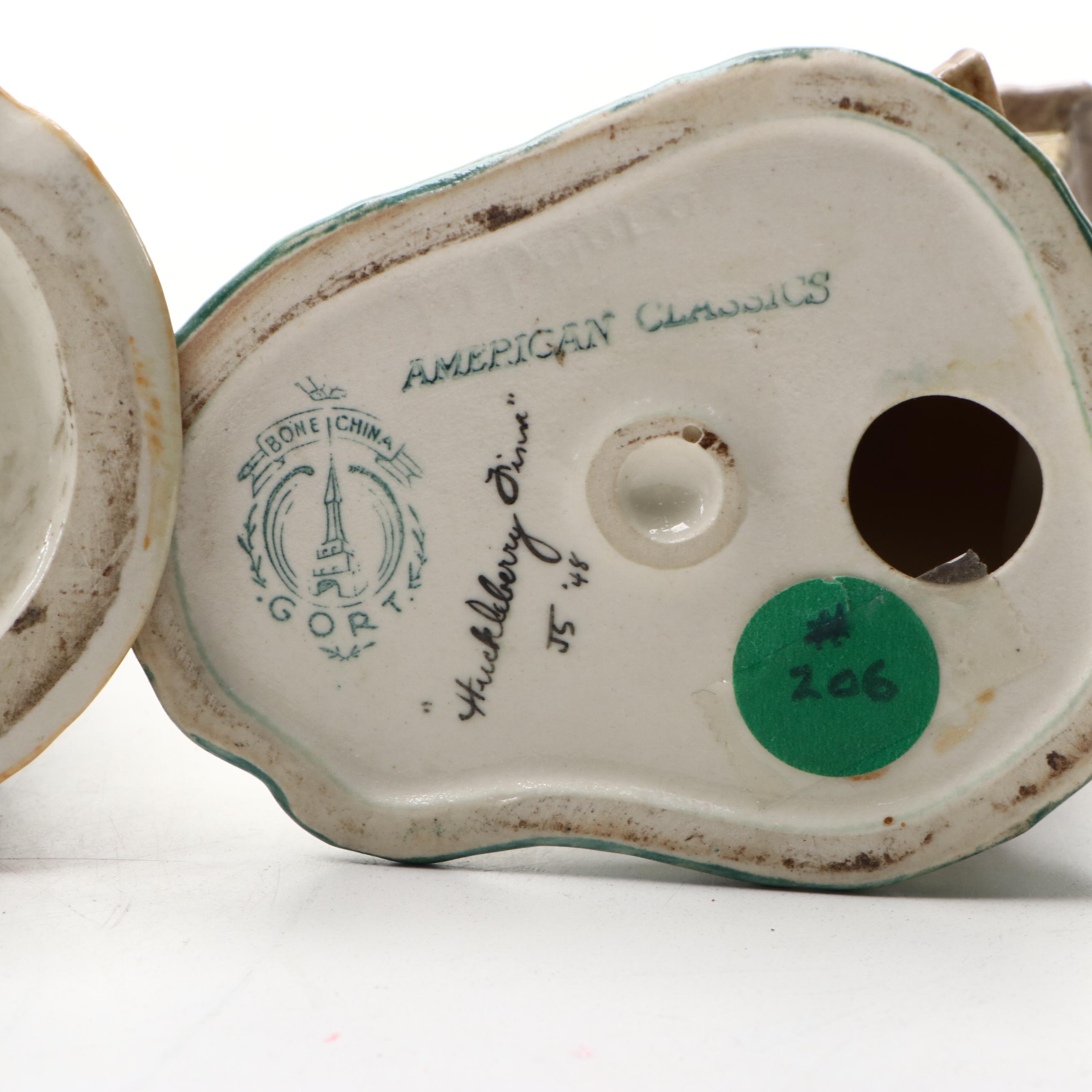 Gort Bone China "Huckleberry Finn" and "Aunt Polly" Figurines