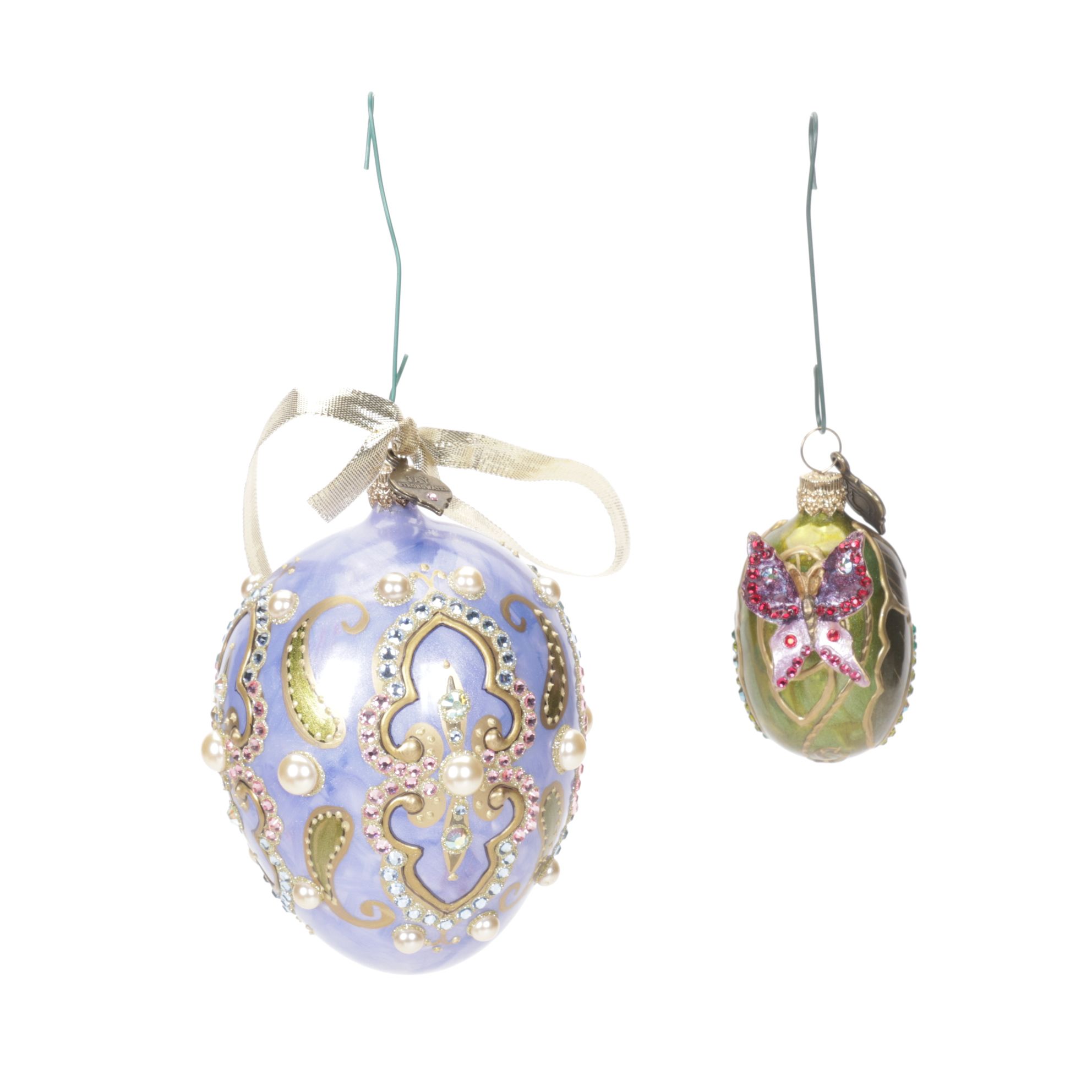 Hand-Painted Jay Strongwater Egg Christmas Ornaments