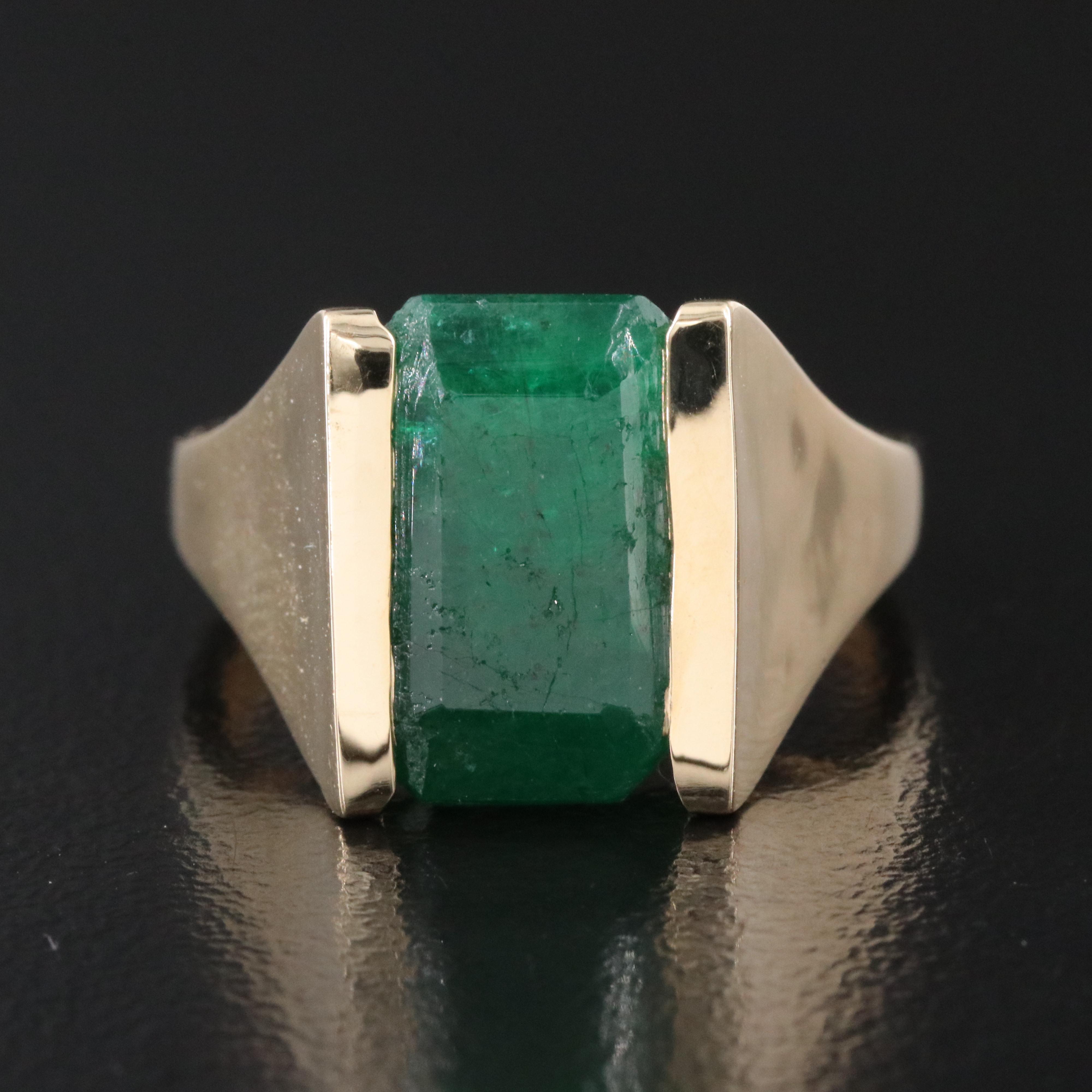 14K 5.36 CT Emerald Solitaire Ring