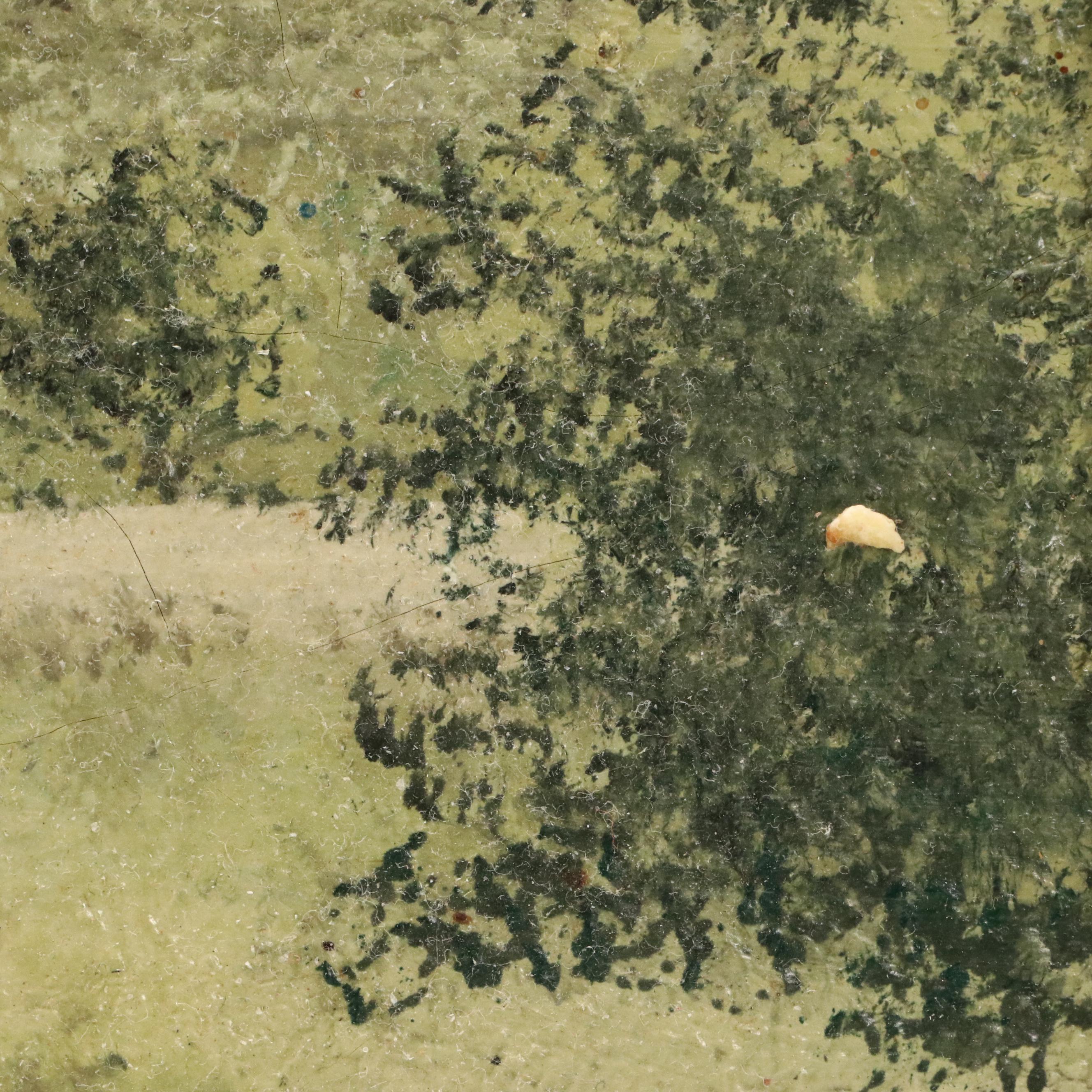 Primitive Style Acrylic Painting of Small Rural Town, Early to Mid-20th Century