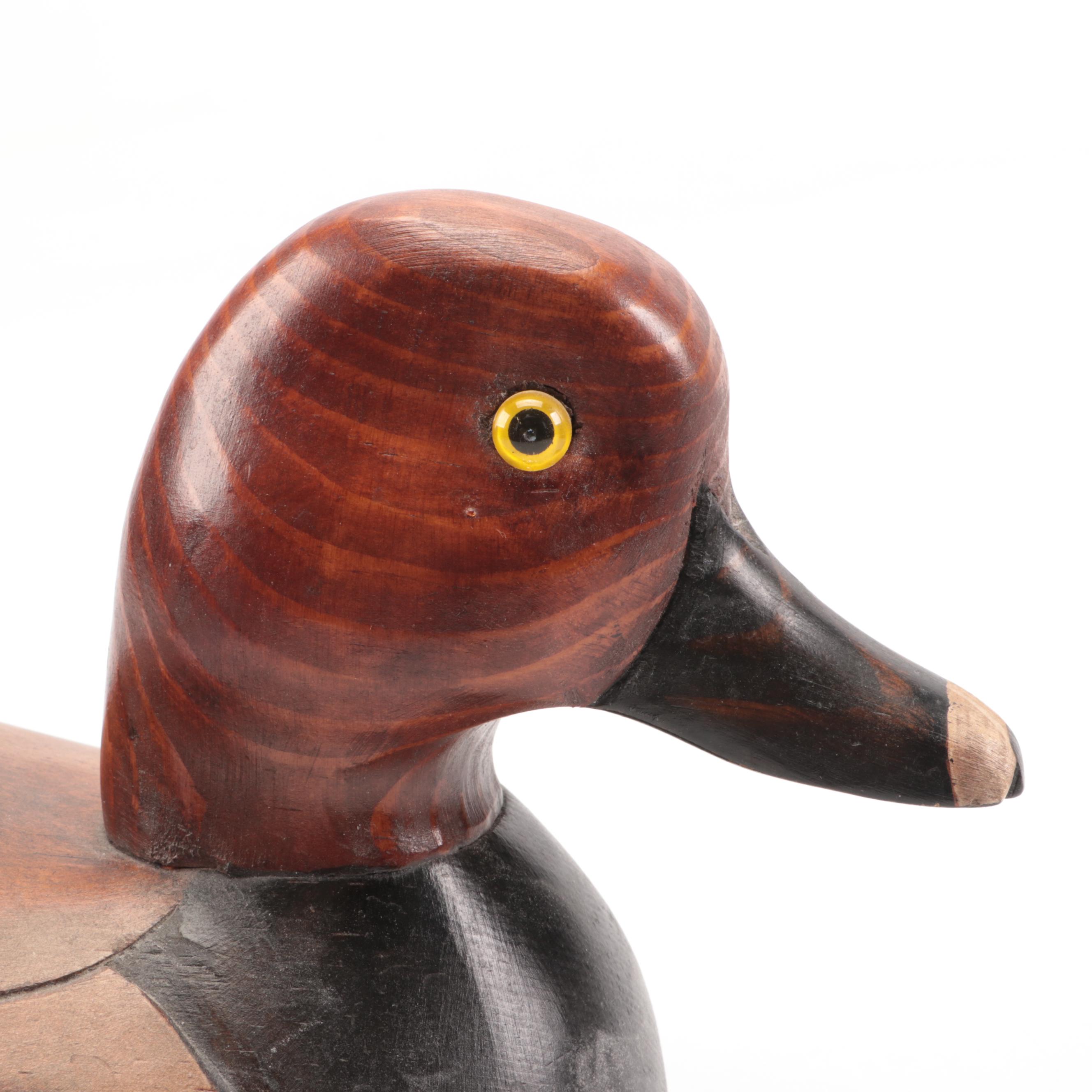 The Wooden Bird Factory Hand-Painted Red Head Drake and Other Duck Decoy