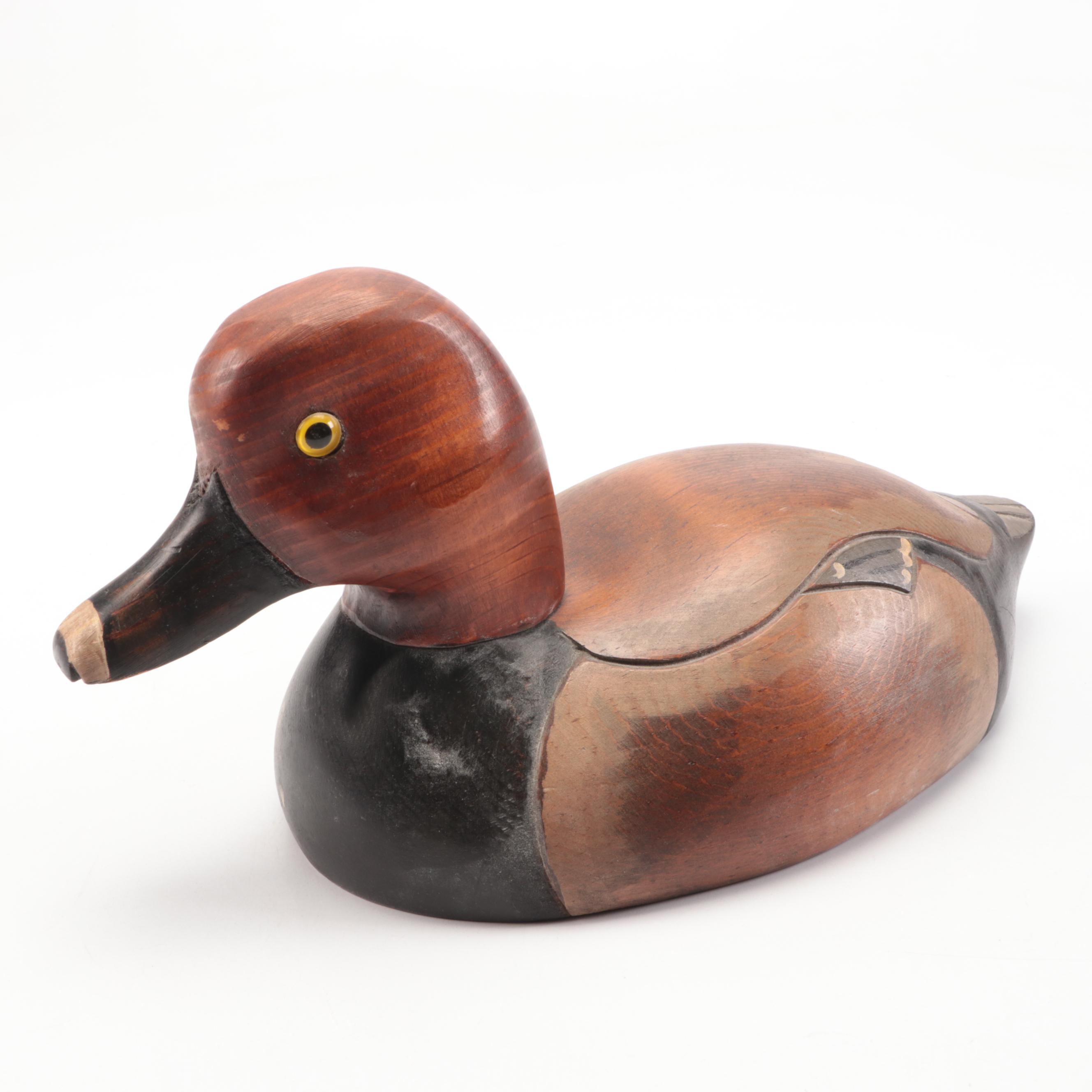 The Wooden Bird Factory Hand-Painted Red Head Drake and Other Duck Decoy