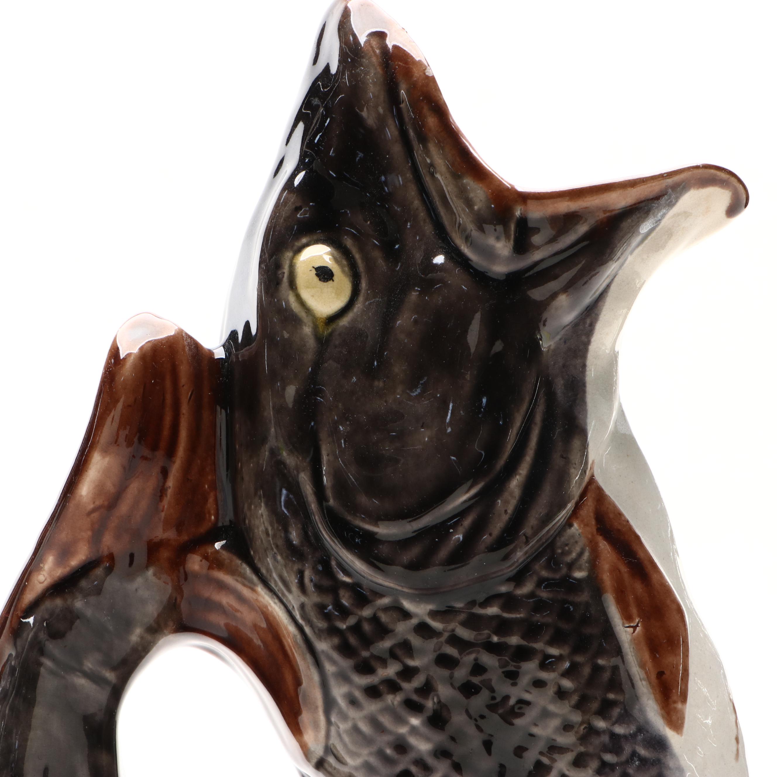 Majolica Fish Form Gluggle Jug