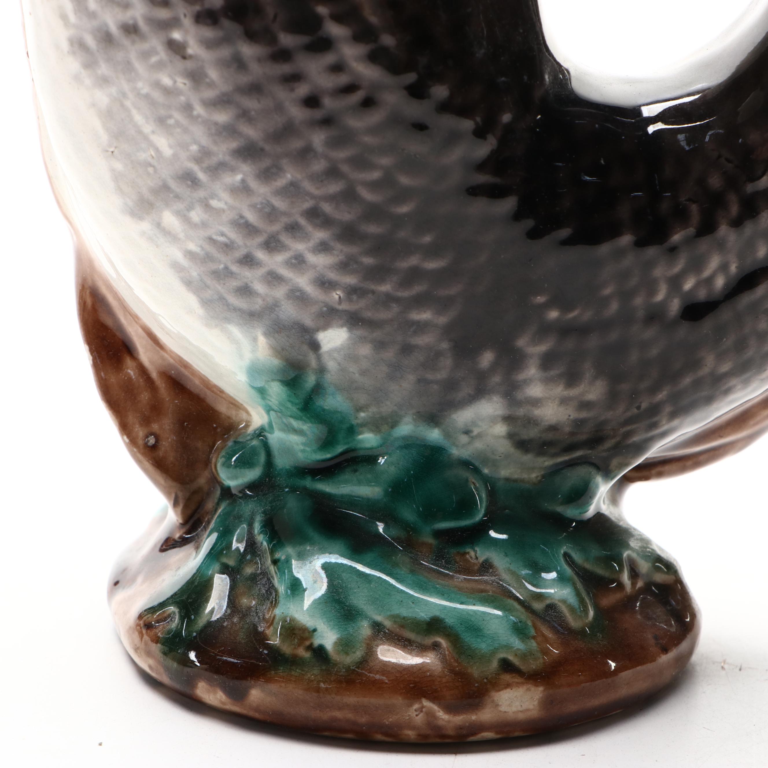 Majolica Fish Form Gluggle Jug