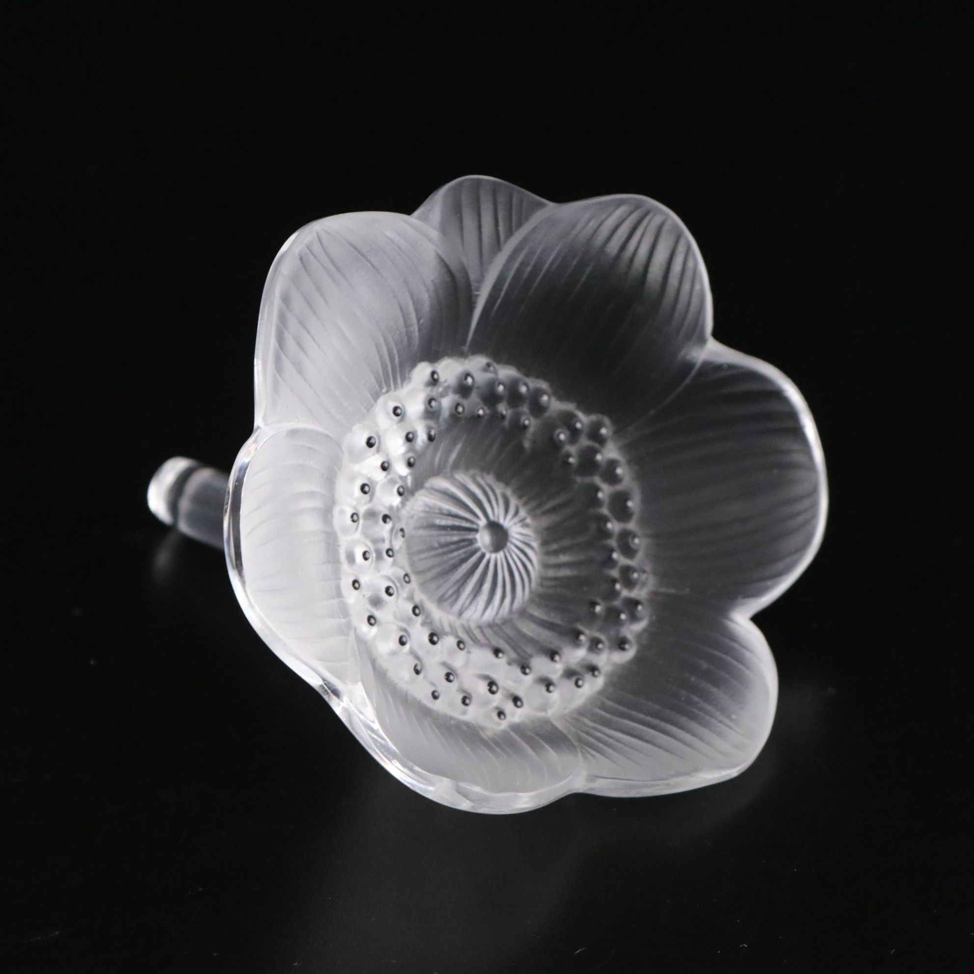 Lalique "Anemone" Frosted and Clear Crystal Figurine, Late 20th Century