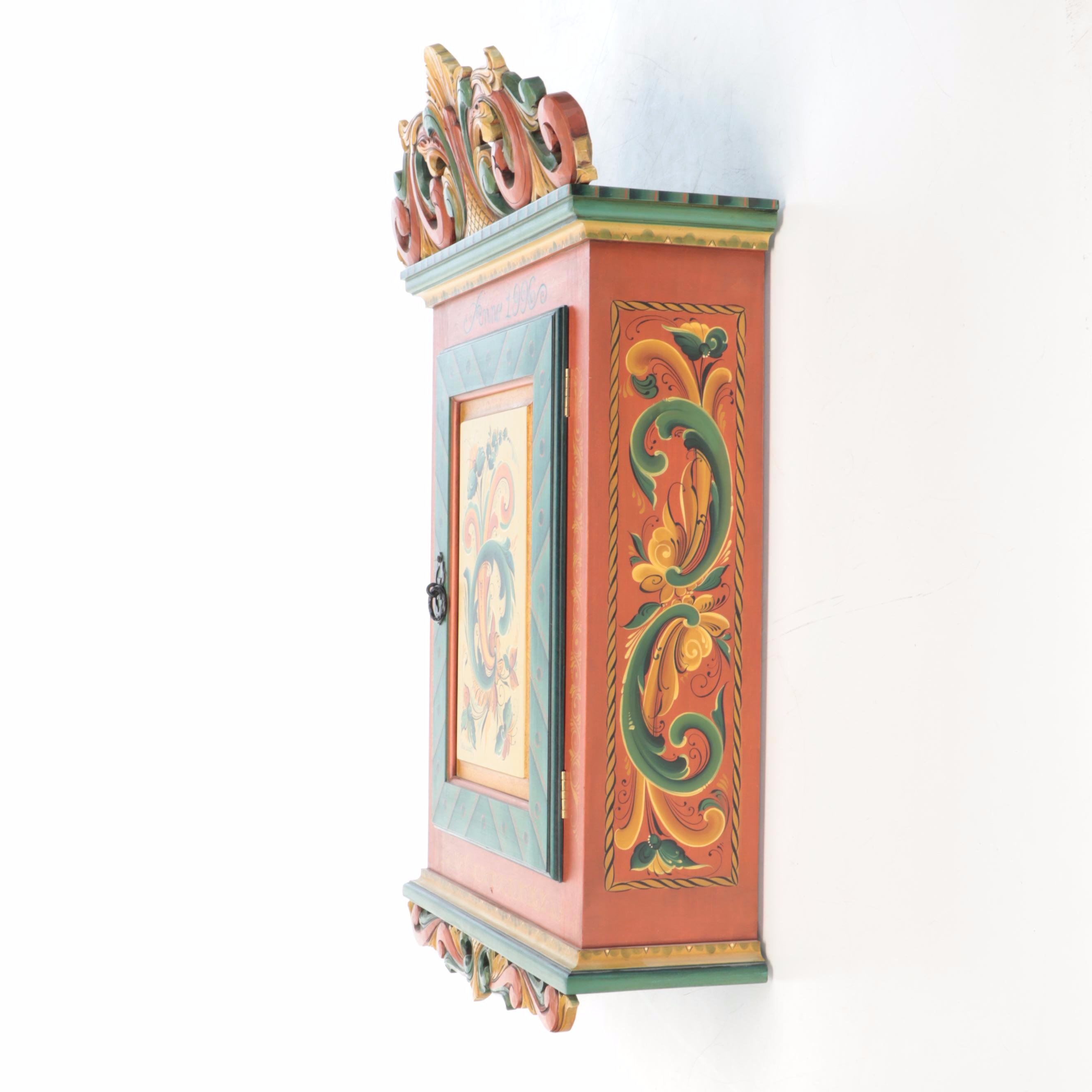Vintage Irene Lamont Polychrome Wooden Wall Cabinet