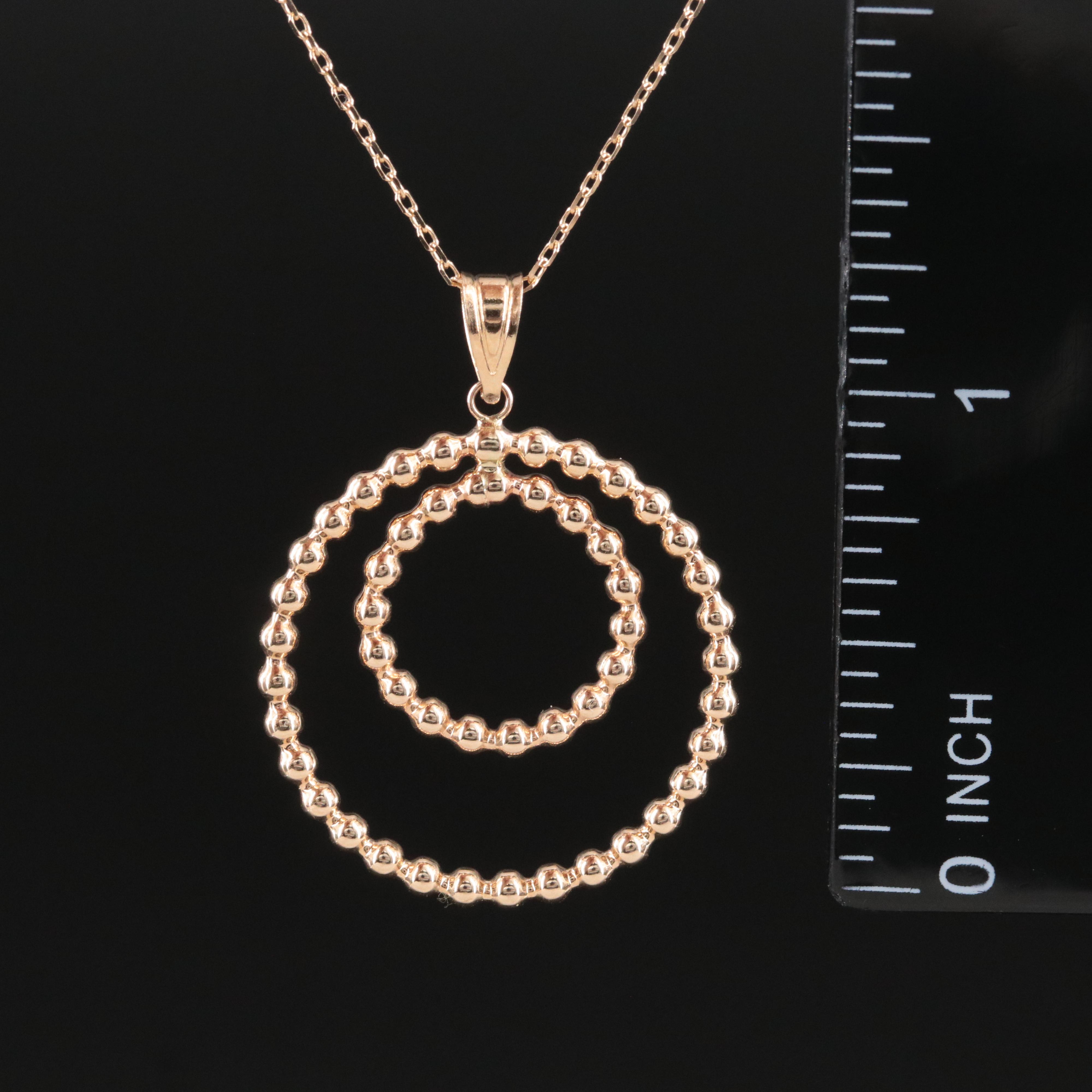 10K Bead Circle Pendant Necklace