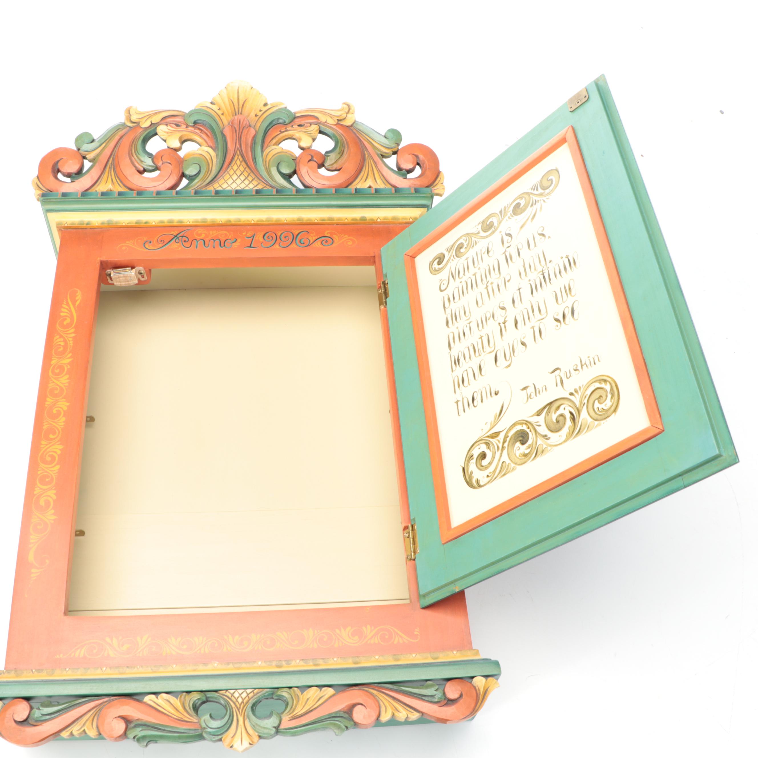 Vintage Irene Lamont Polychrome Wooden Wall Cabinet