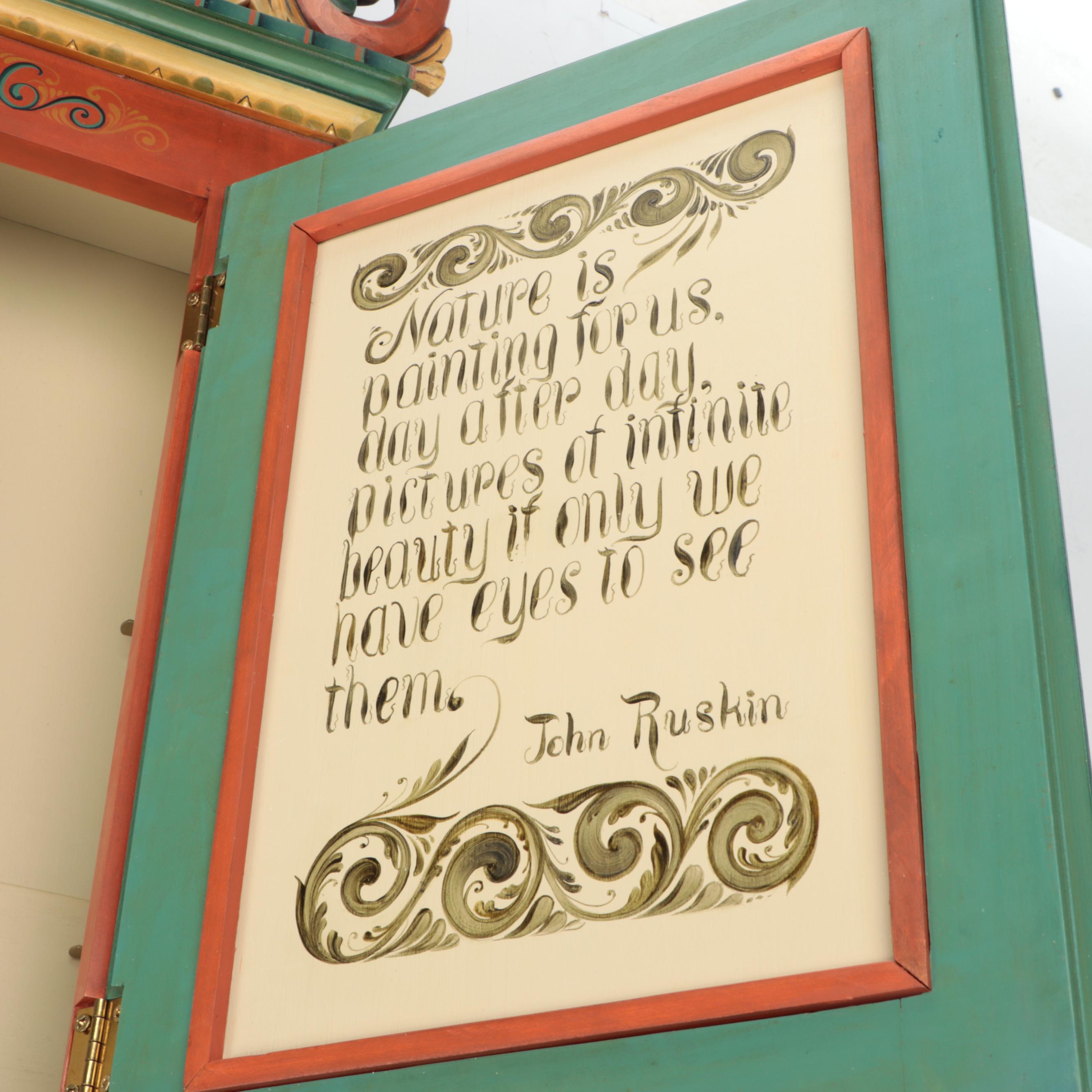 Vintage Irene Lamont Polychrome Wooden Wall Cabinet