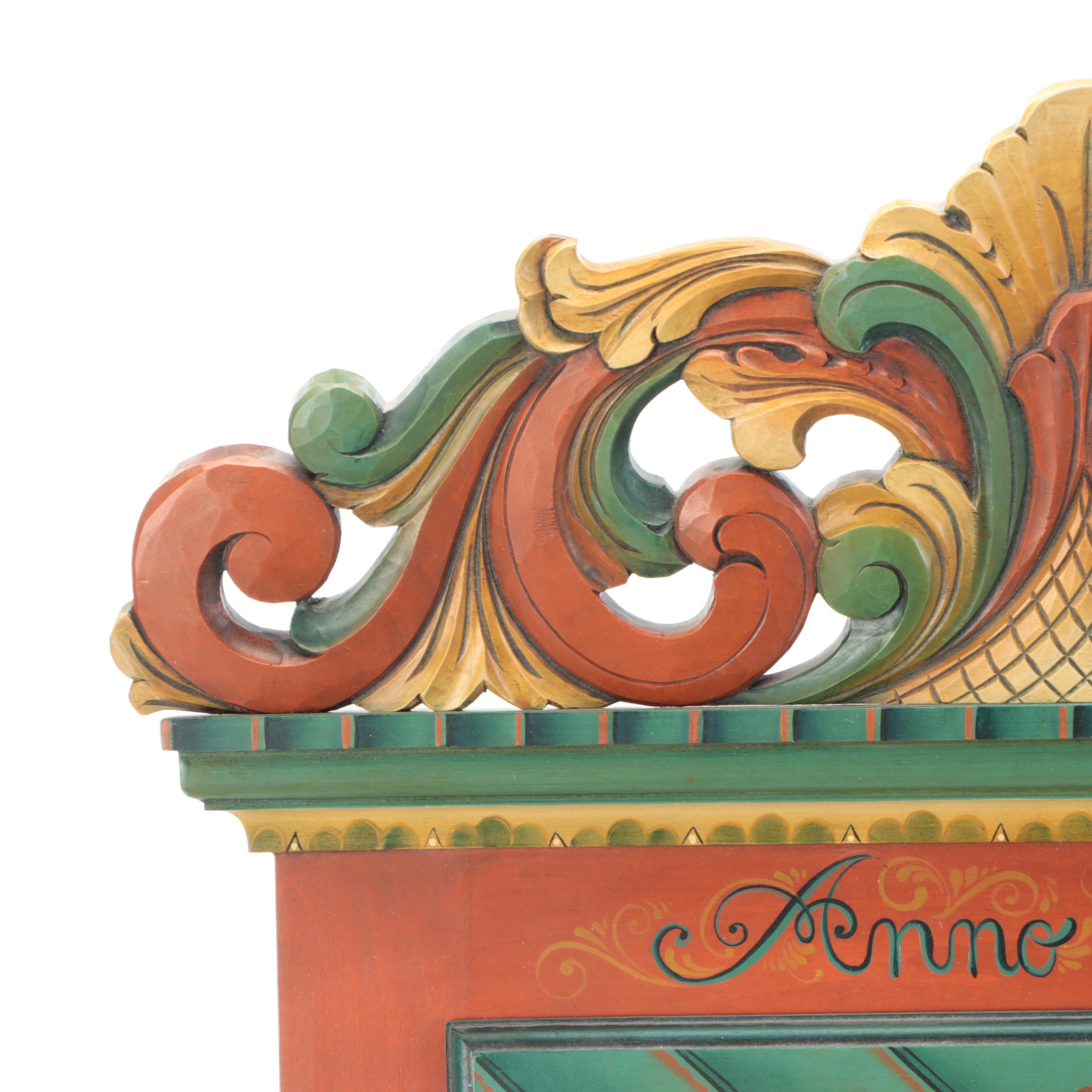 Vintage Irene Lamont Polychrome Wooden Wall Cabinet