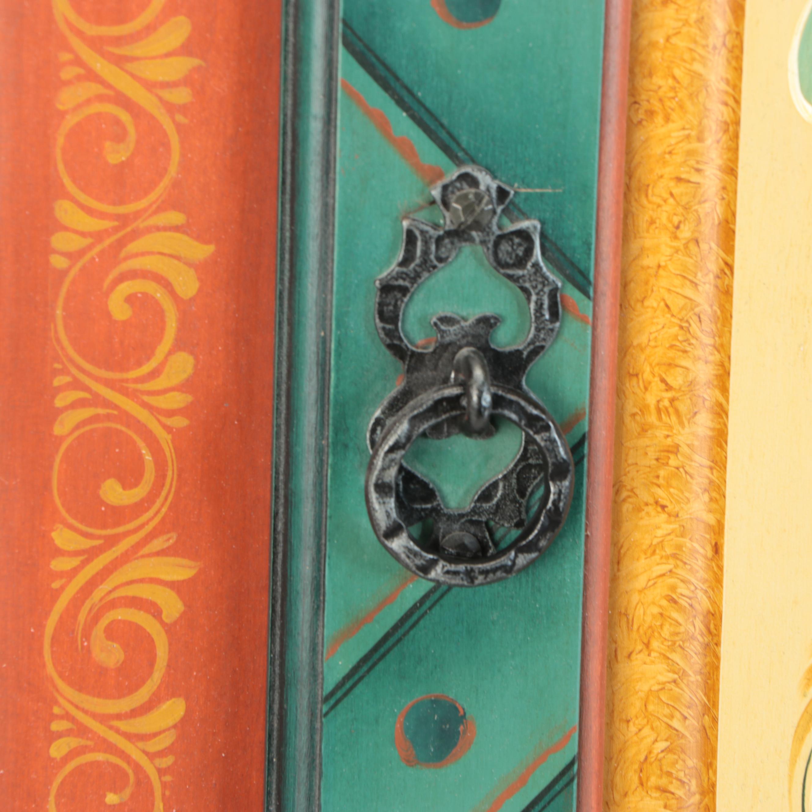 Vintage Irene Lamont Polychrome Wooden Wall Cabinet