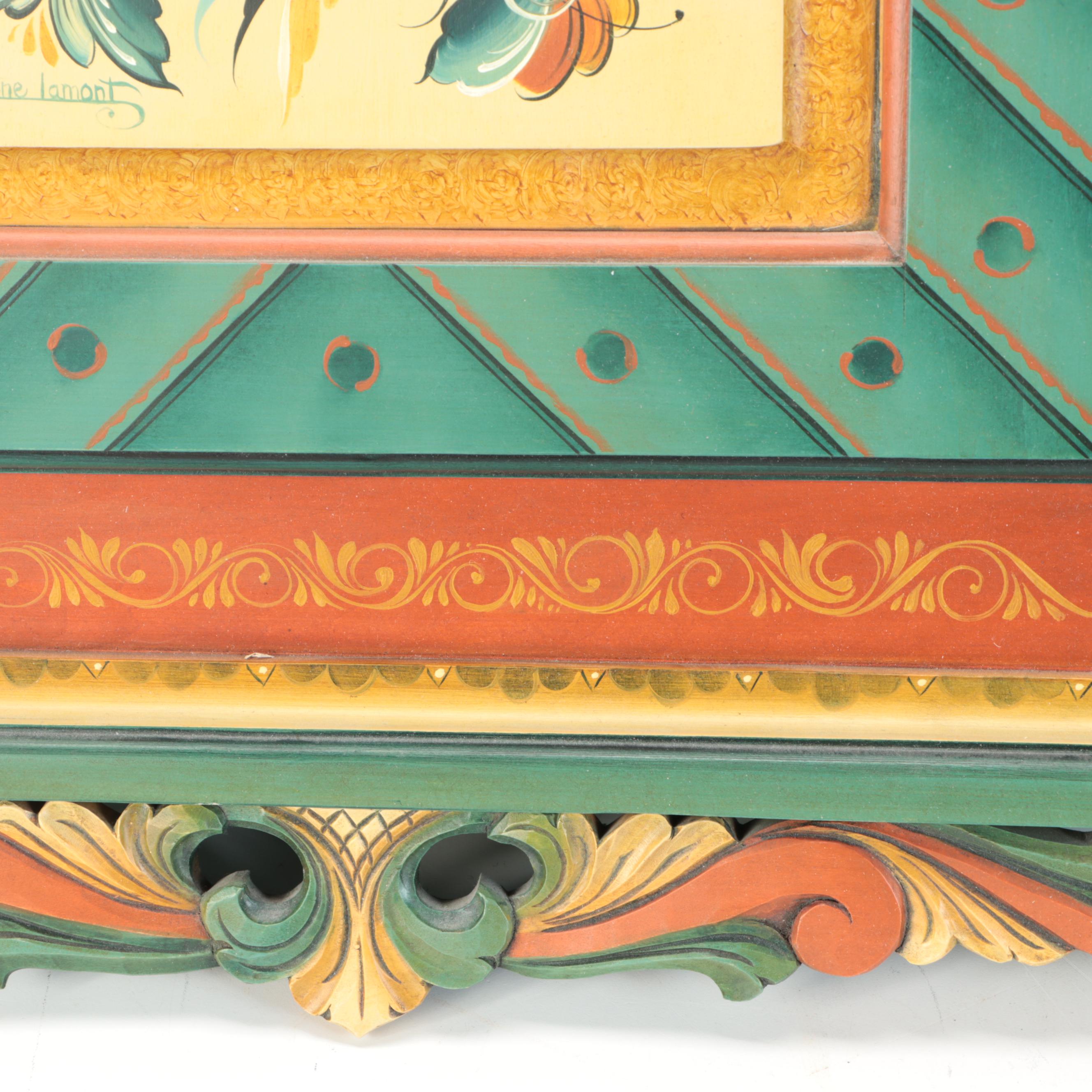 Vintage Irene Lamont Polychrome Wooden Wall Cabinet