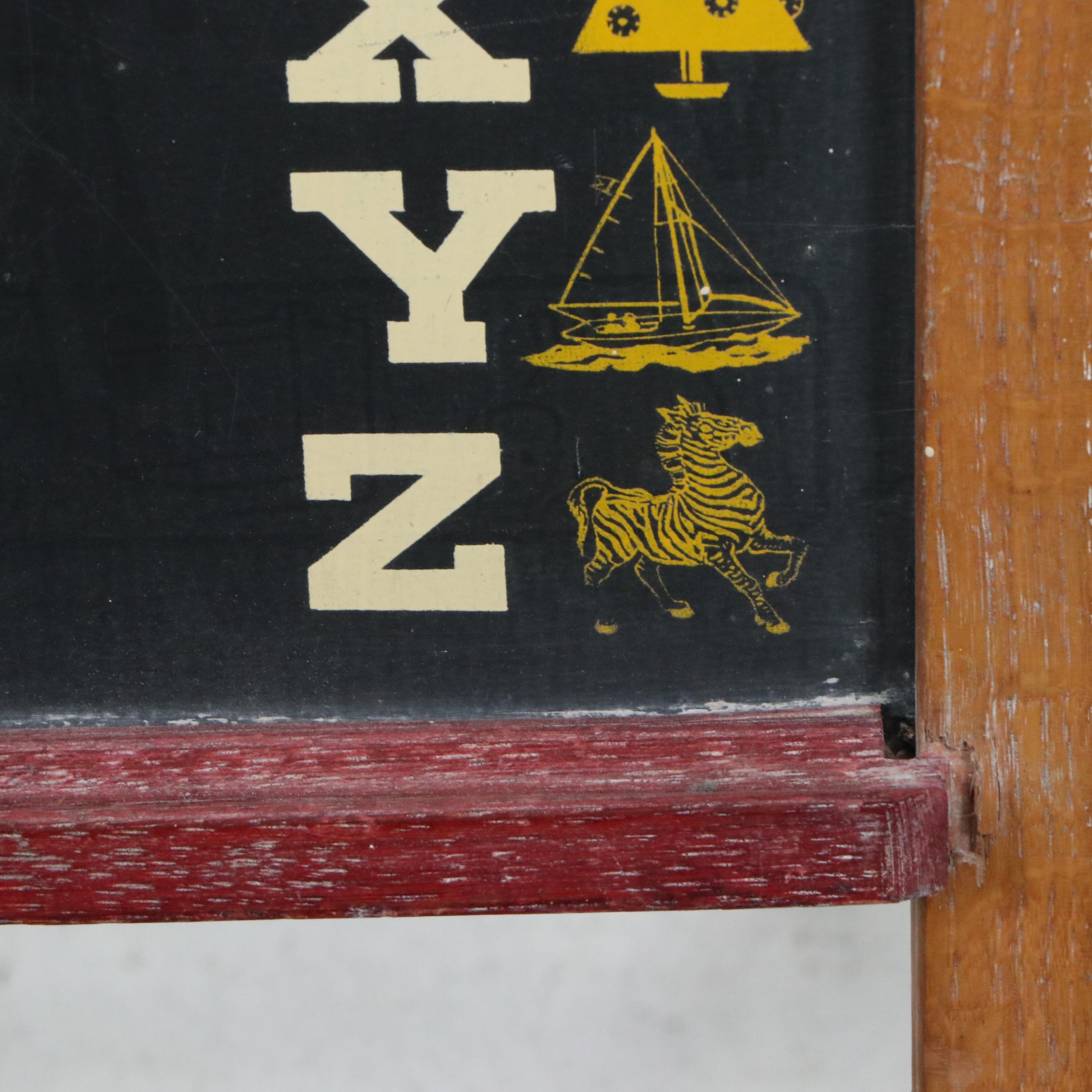 Children's Easel Chalkboard with Eraser and Alphabet Motif, Mid to Late 20th C.