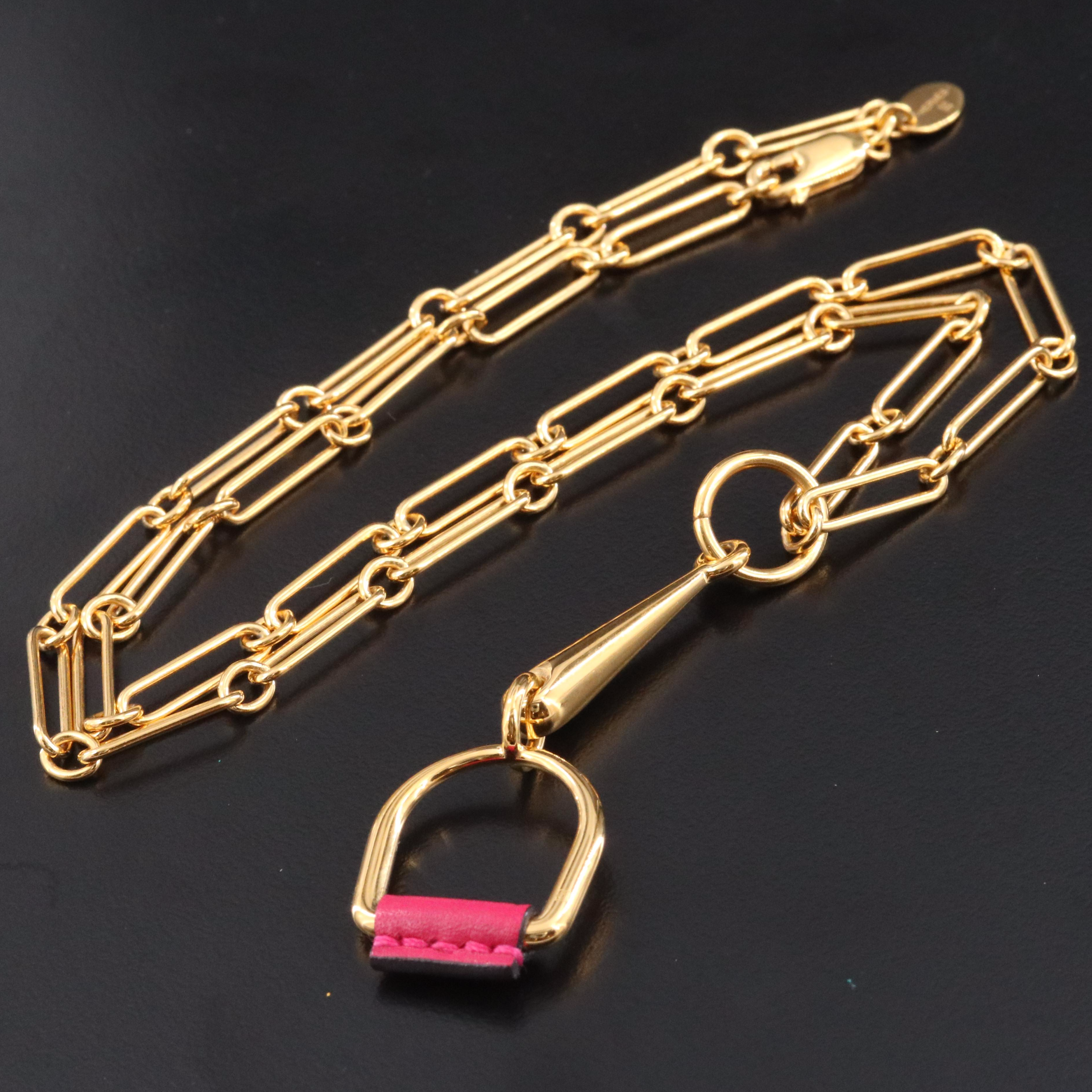 Hermès Horsebit Pendant Paper Clip Chain Necklace